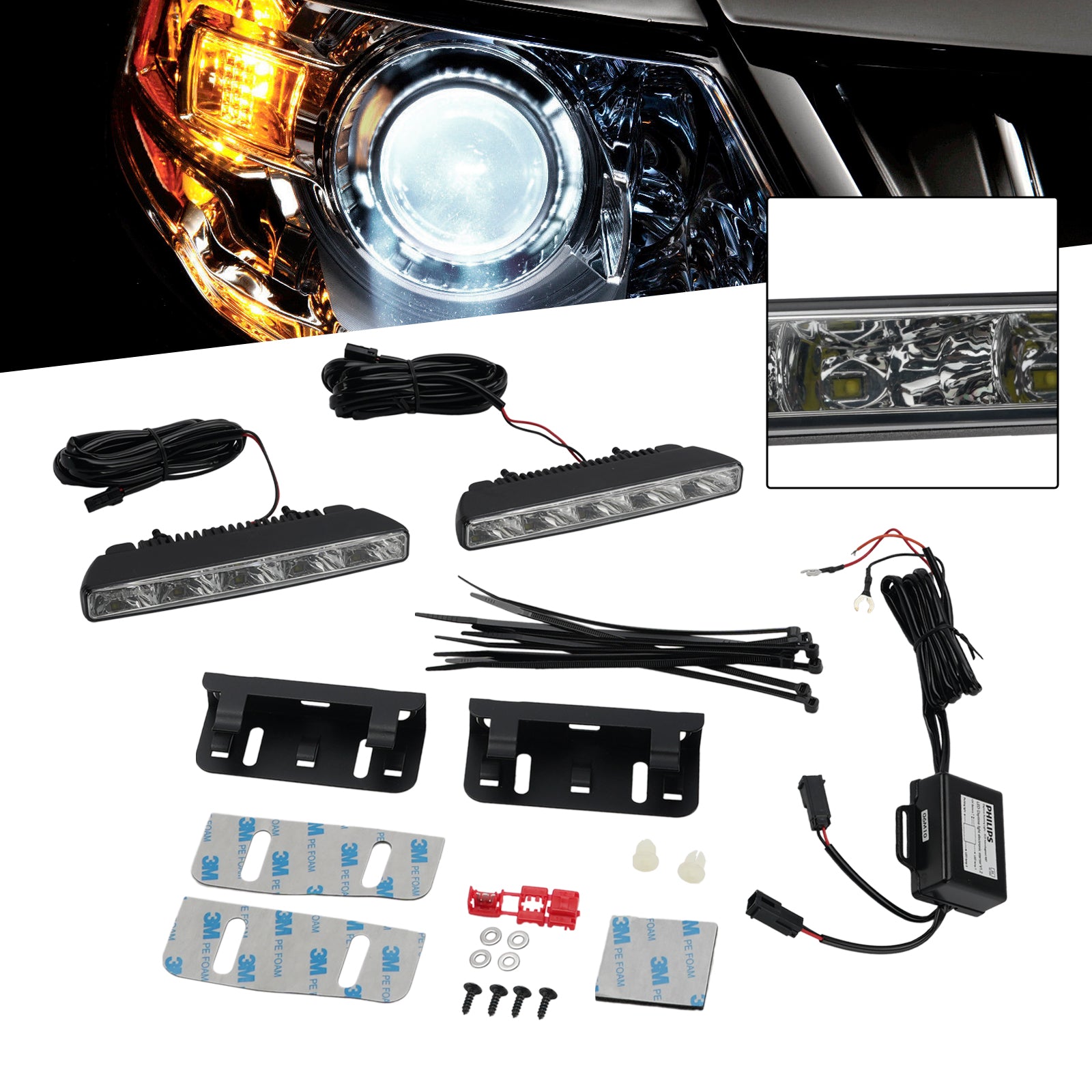 Feu jour LED Universel pour automobile 5 Puces LED 6000K Pour PHILIPS YS12810