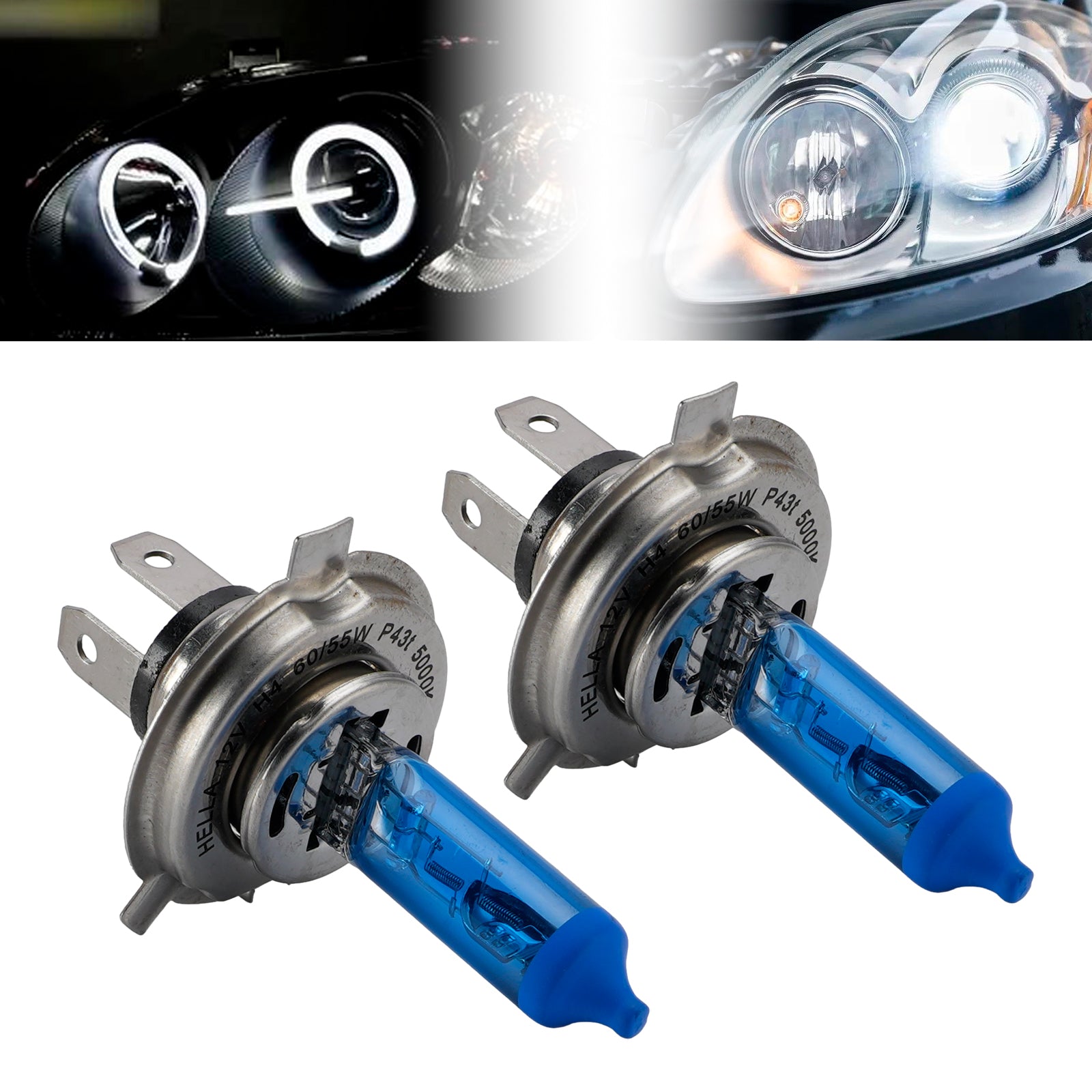 Ampoule Phare Halogène Améliorée Auto H4 12V 60/55W Pour HELLA 002 525-582