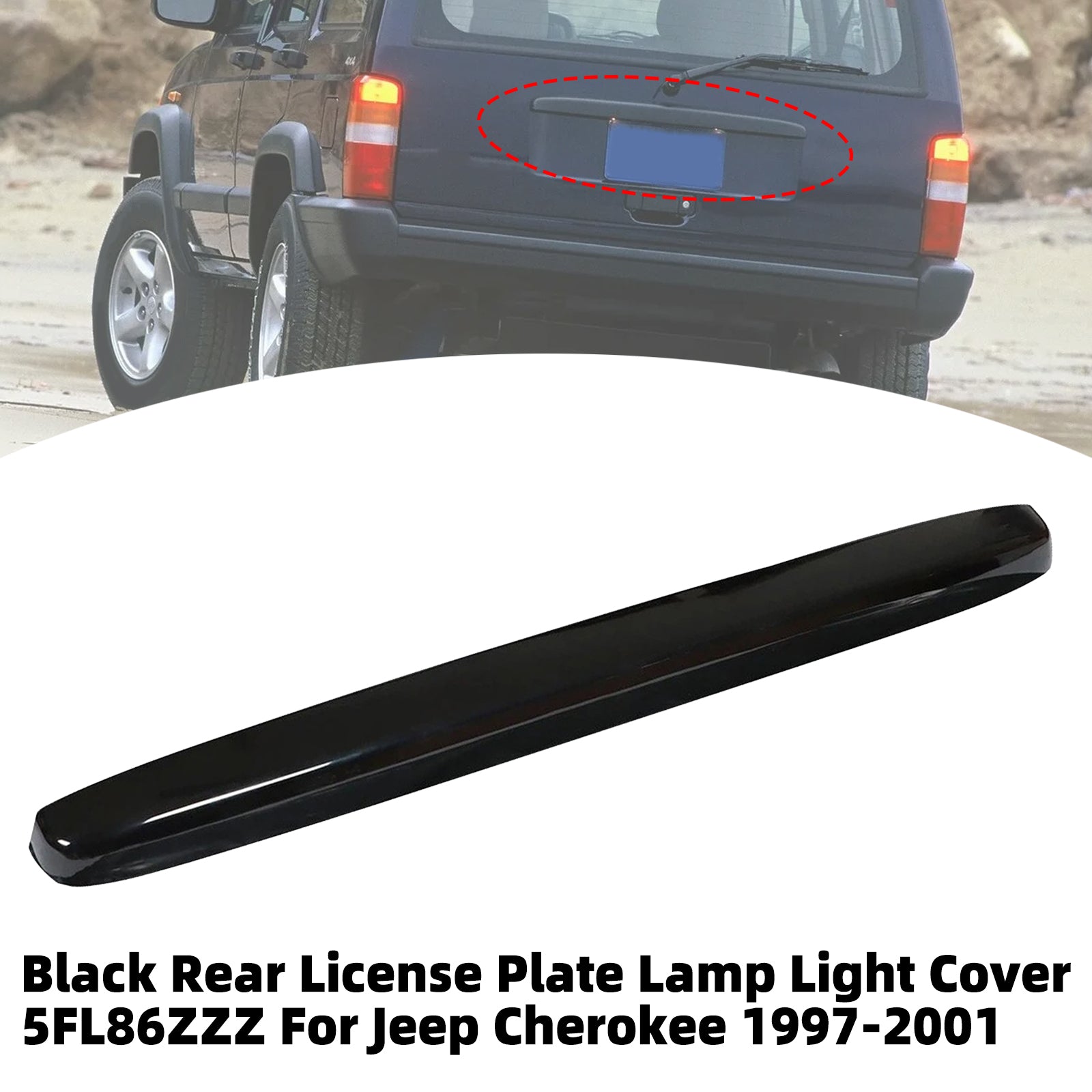 Cache Lumière Plaque d'Immatriculation Arrière Noir 5FL86ZZZ Pour Jeep Cherokee