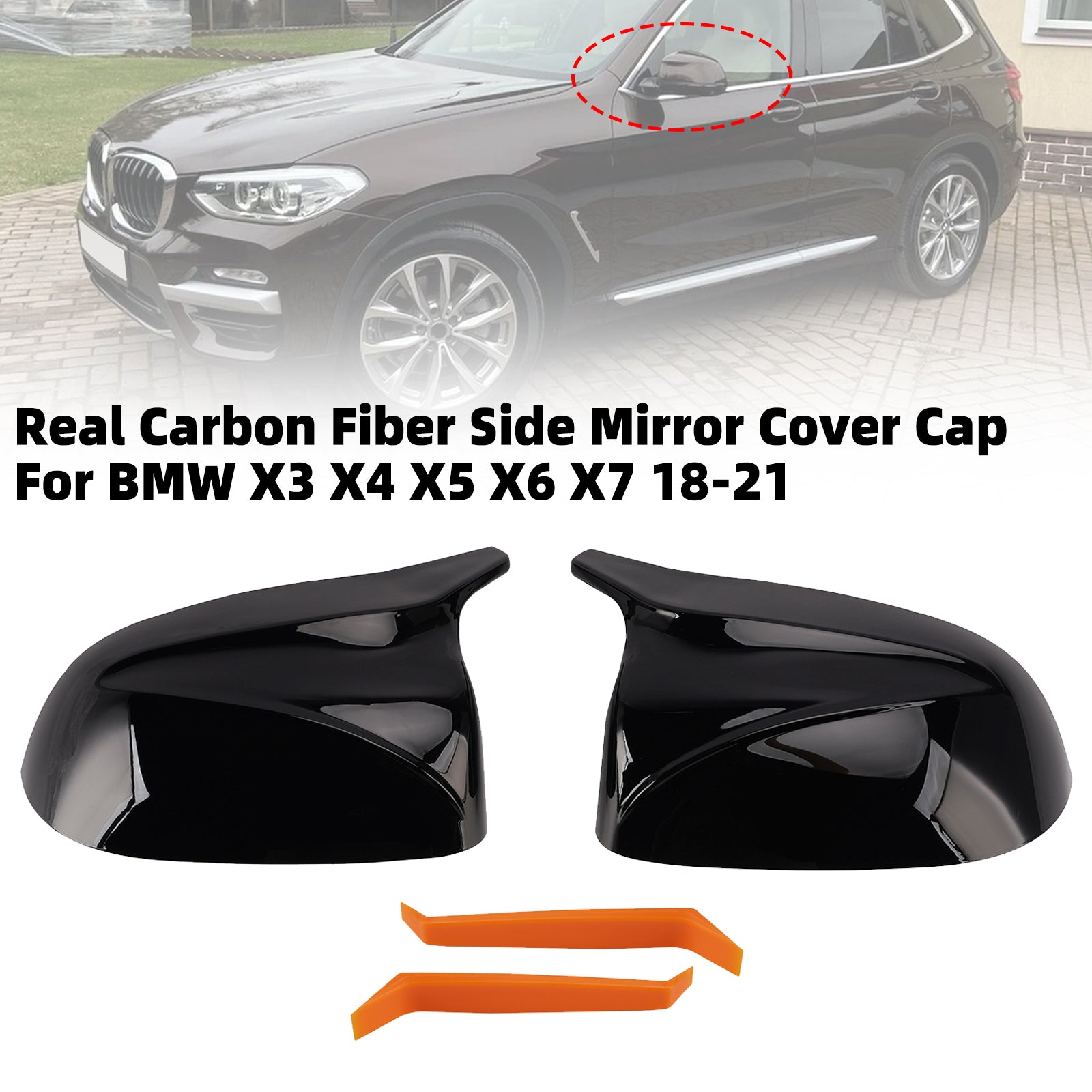 Cache Rétroviseur Extérieur Carbone Réel Pour BMW X3 X4 X5 X6 X7 2018-2021