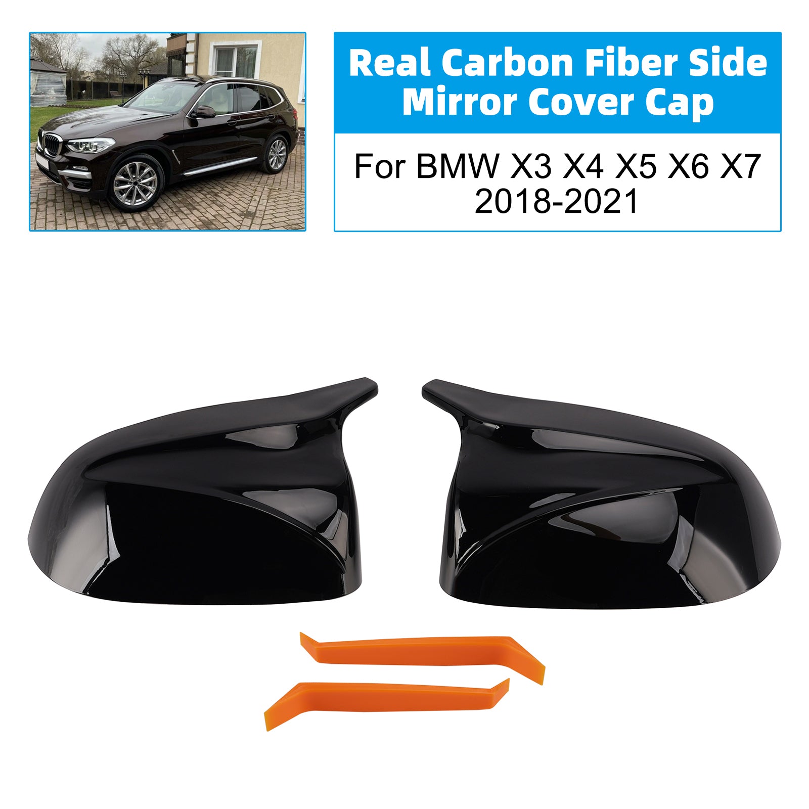 Cache Rétroviseur Extérieur Carbone Réel Pour BMW X3 X4 X5 X6 X7 2018-2021
