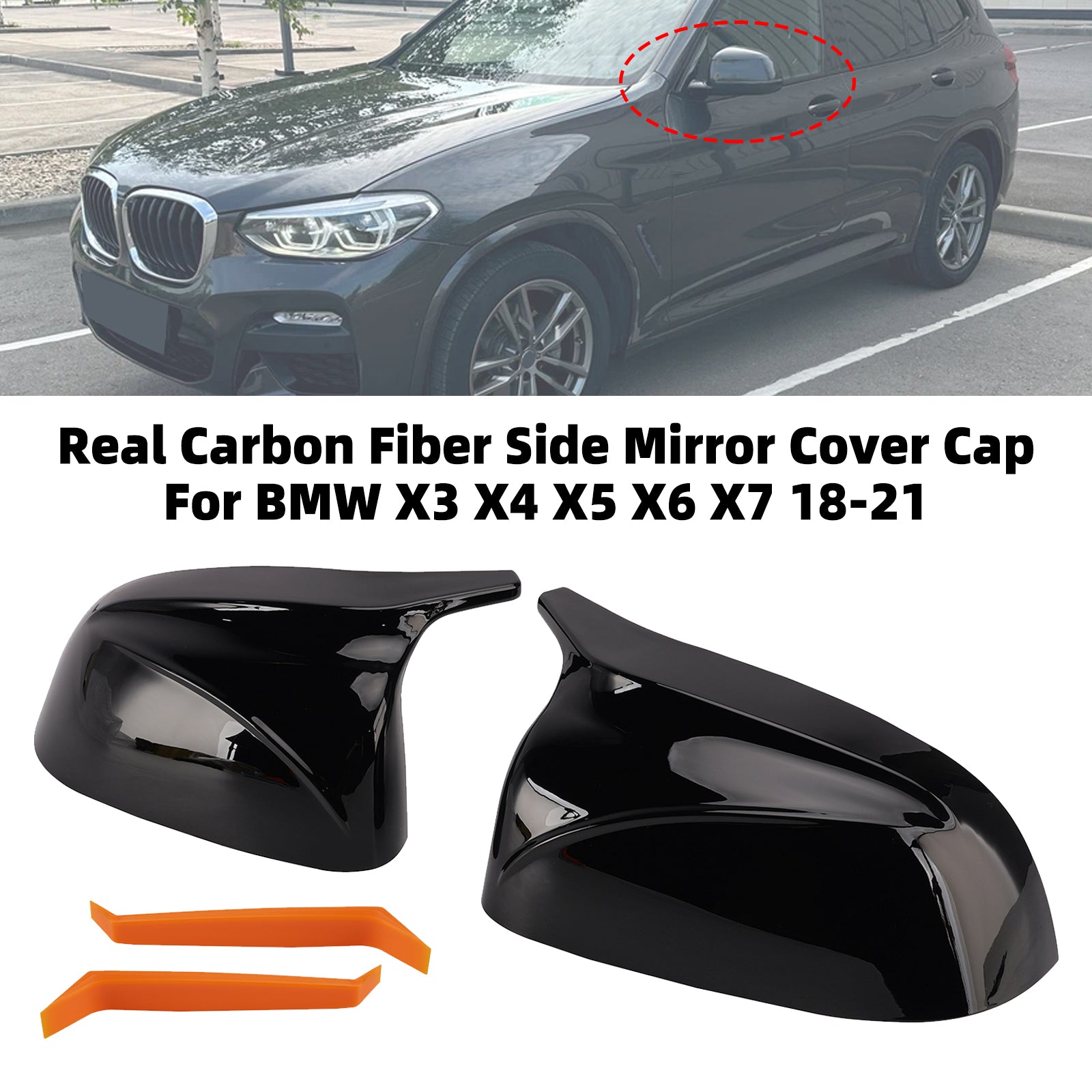 Cache Rétroviseur Extérieur Carbone Réel Pour BMW X3 X4 X5 X6 X7 2018-2021