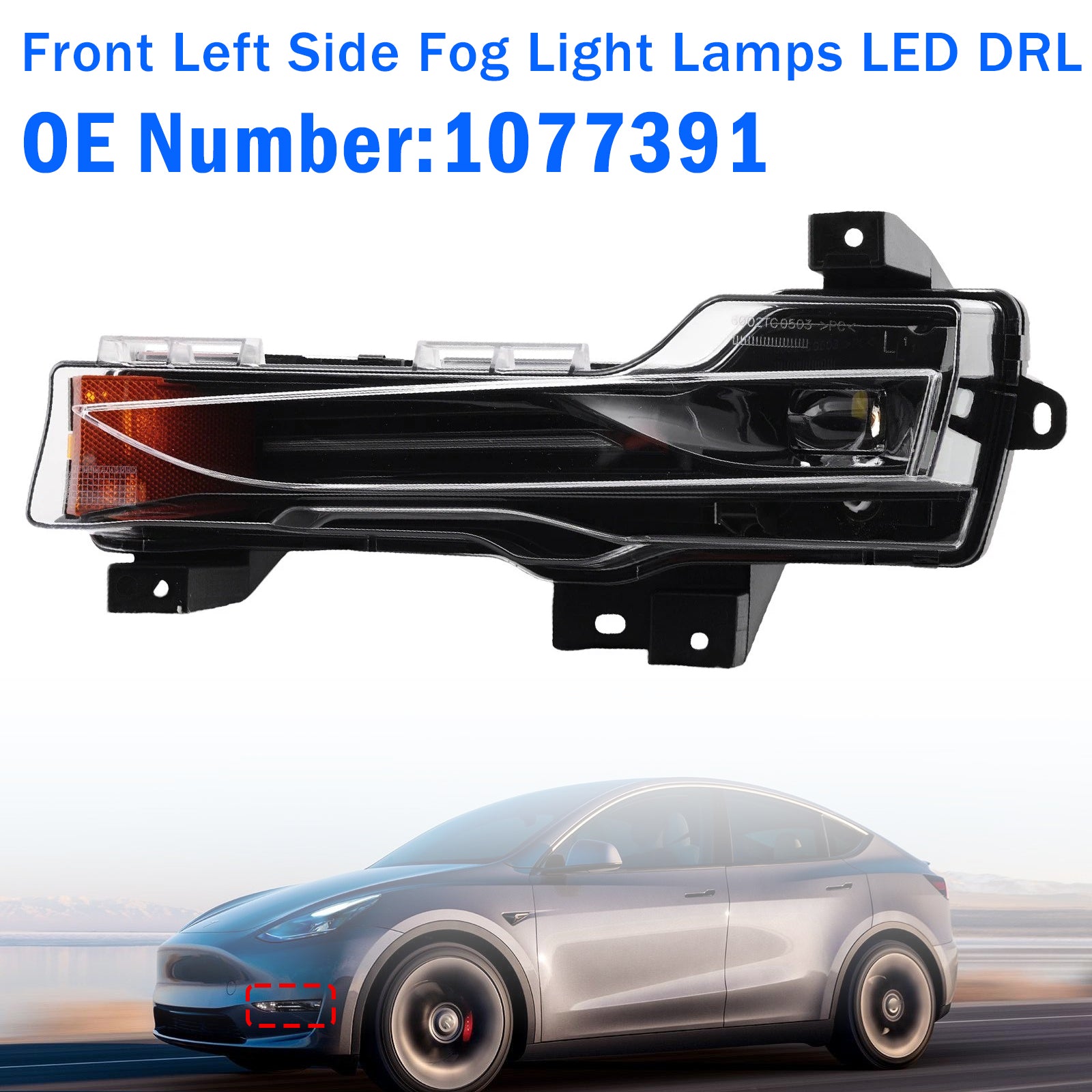 Phares Anti‑Brouillard Avant Gauche DRL 1077391 Pour Tesla Model 3 2017‑2023