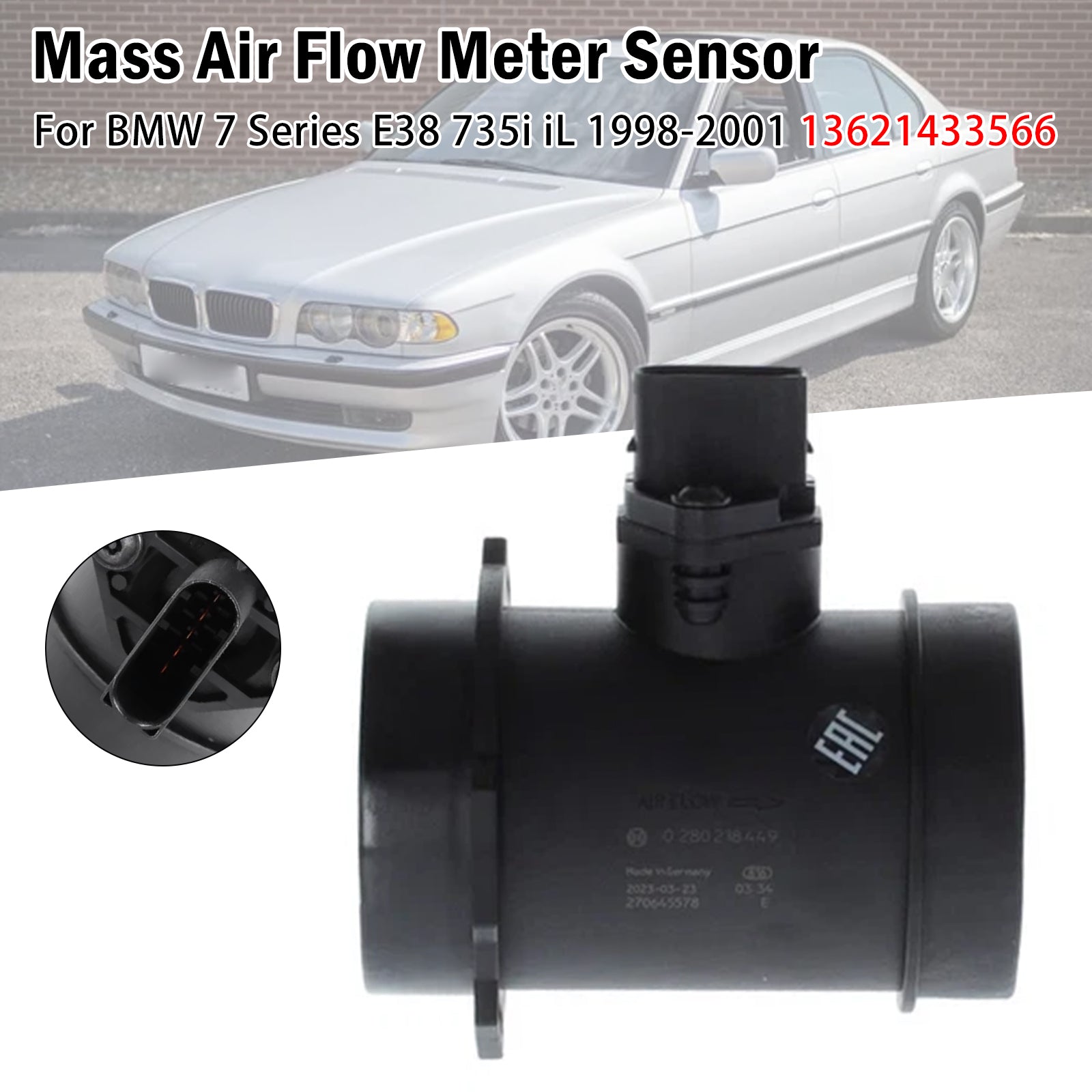 Capteur Débit Air Massique Pour BMW 7 Series E38 735i iL 1998-2001 13621433566