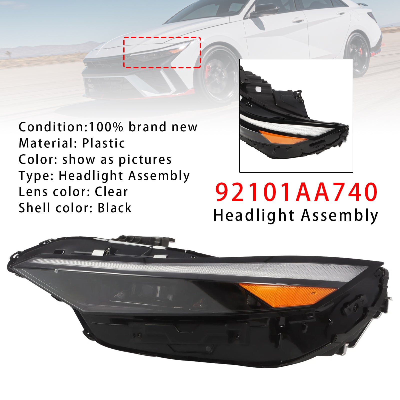 Bloc Phare LED Gauche 92101AA740 Pour Hyundai Elantra 2024-2025