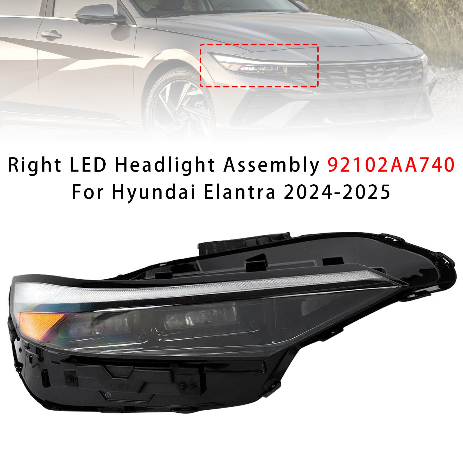 Bloc Phare LED Droit 92102AA740 Pour Hyundai Elantra 2024-2025