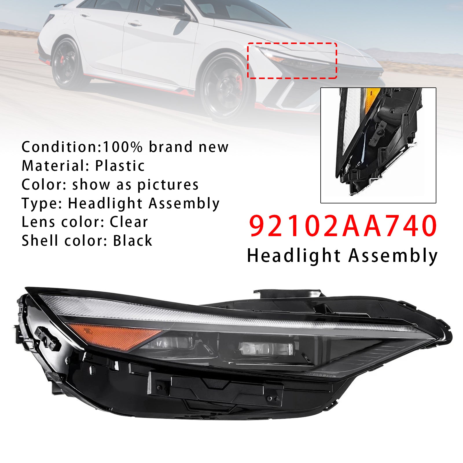 Bloc Phare LED Droit 92102AA740 Pour Hyundai Elantra 2024-2025