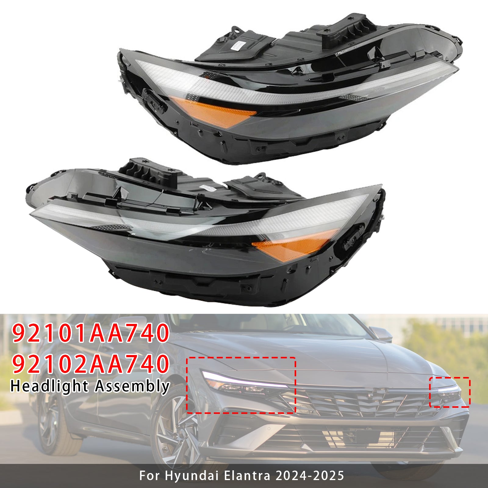 Bloc Phare LED Gauche+Droit 92101AA740 Pour Hyundai Elantra 2024-2025