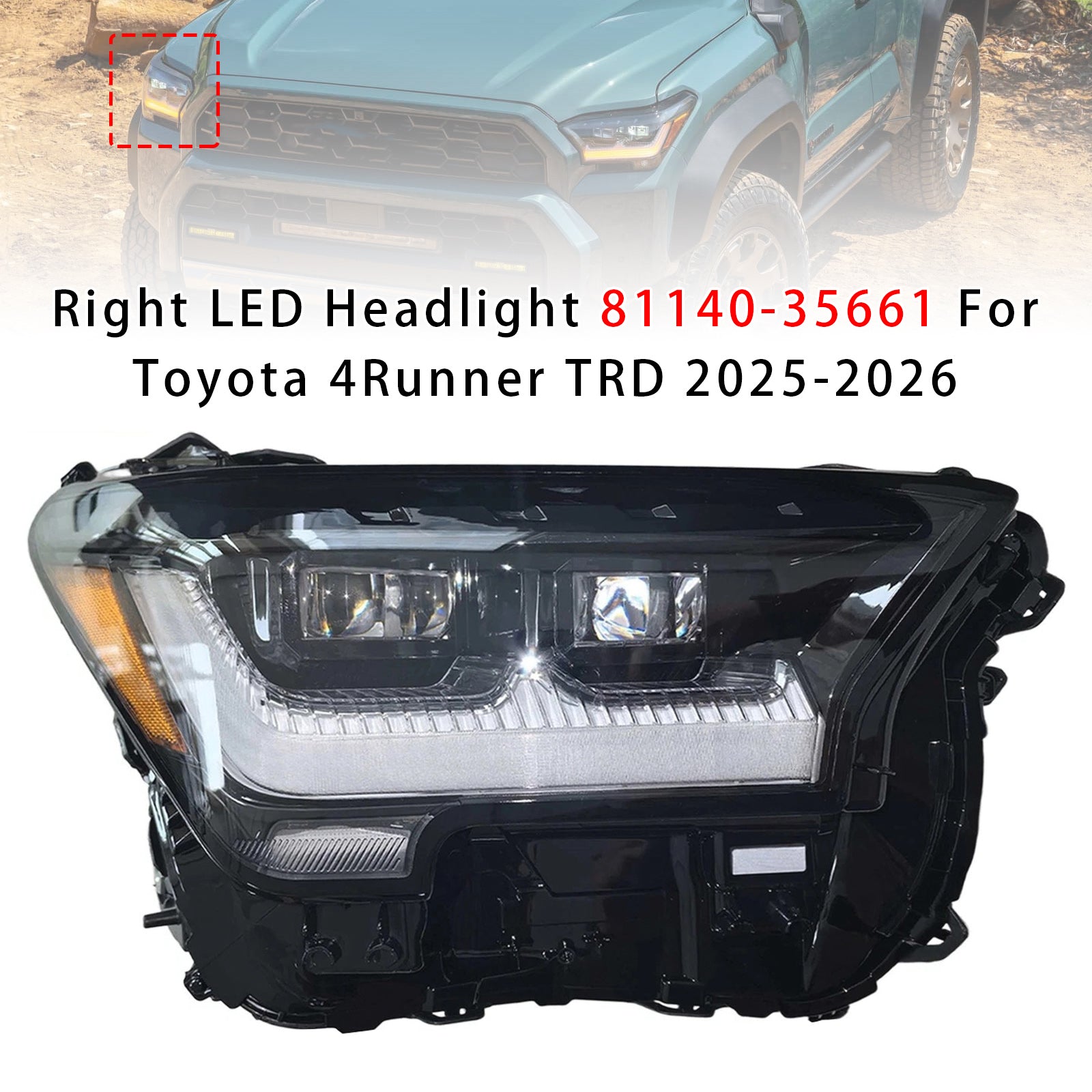 Phare LED Droit 81140-35661 Pour Toyota 4Runner TRD 2025-2026