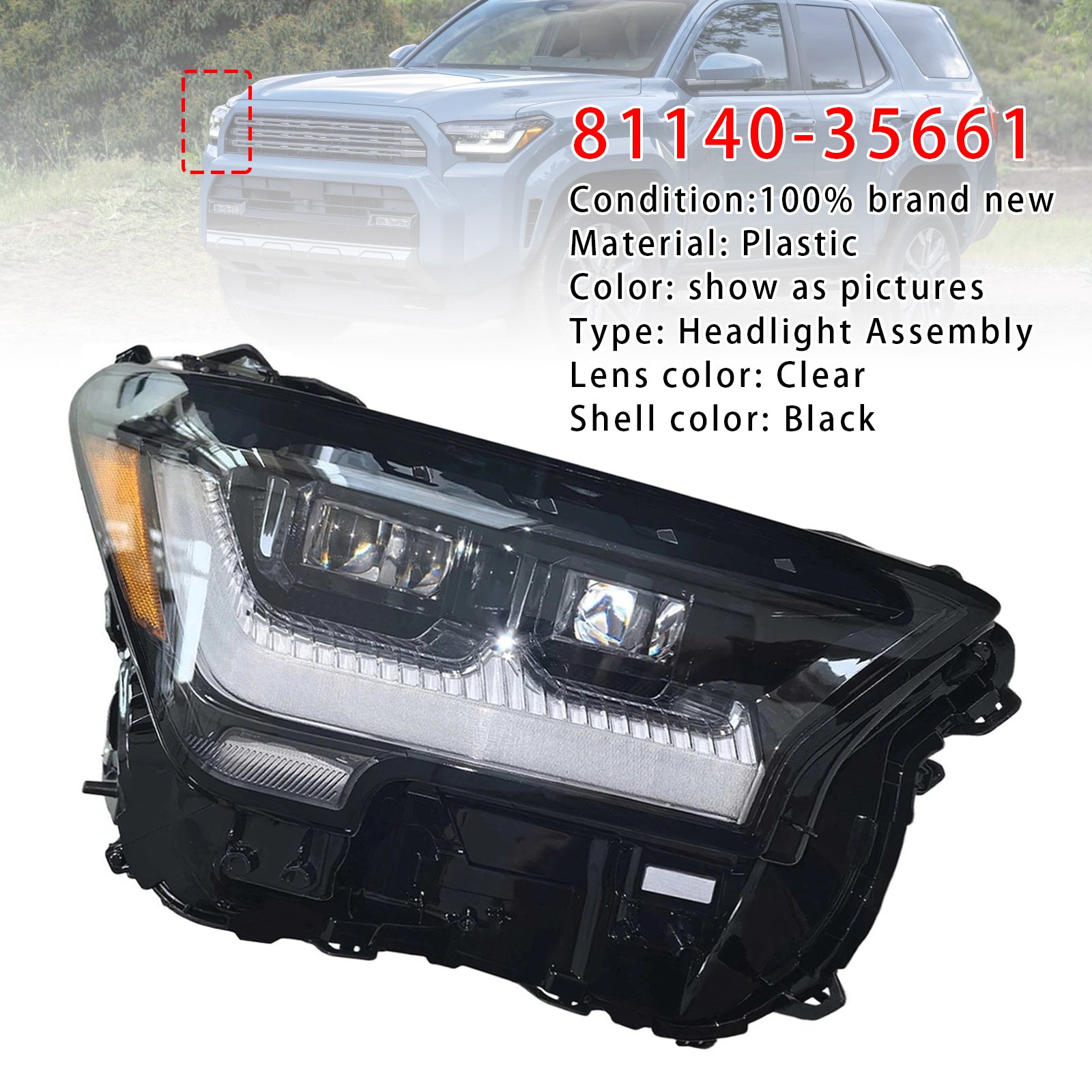 Phare LED Droit 81140-35661 Pour Toyota 4Runner TRD 2025-2026