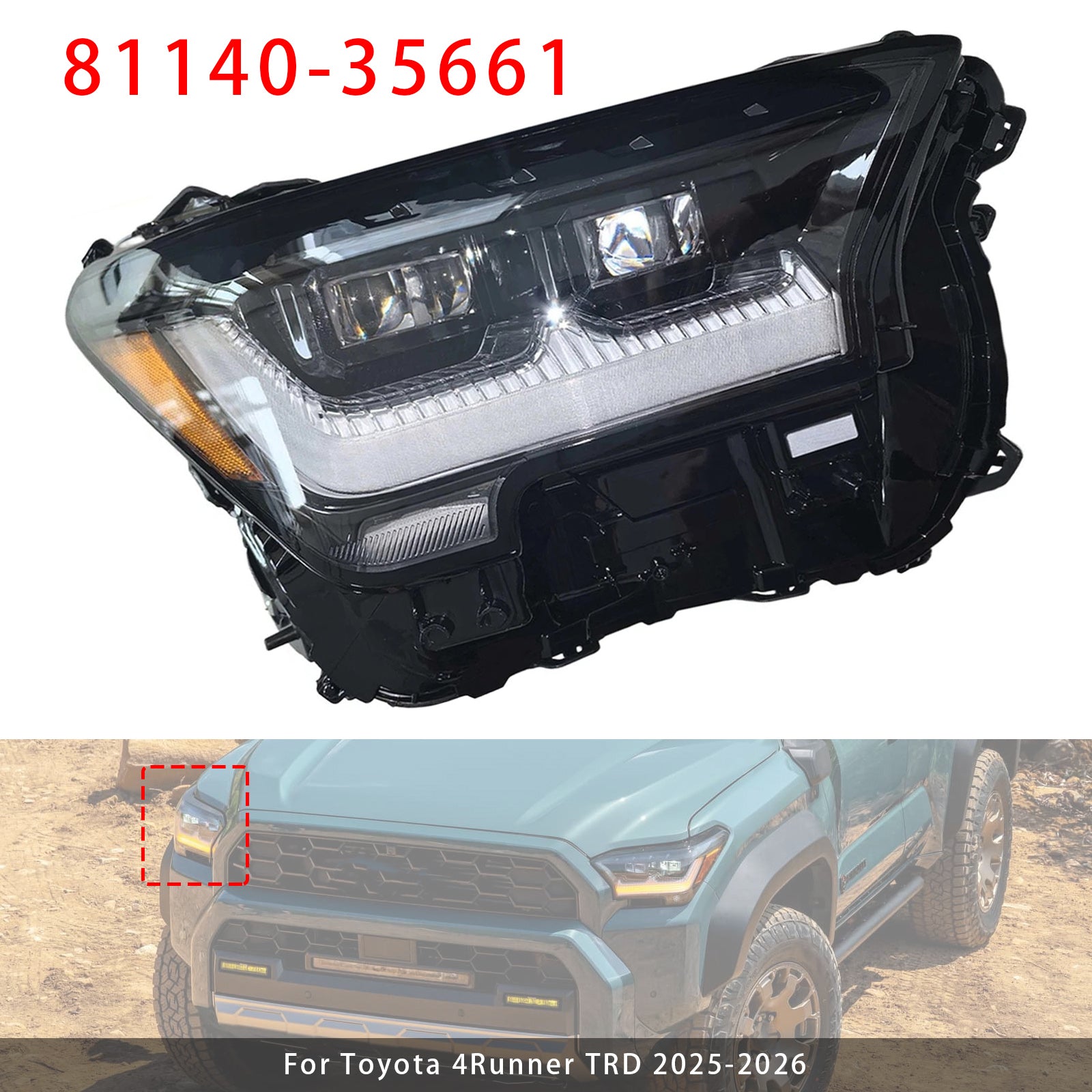 Phare LED Droit 81140-35661 Pour Toyota 4Runner TRD 2025-2026