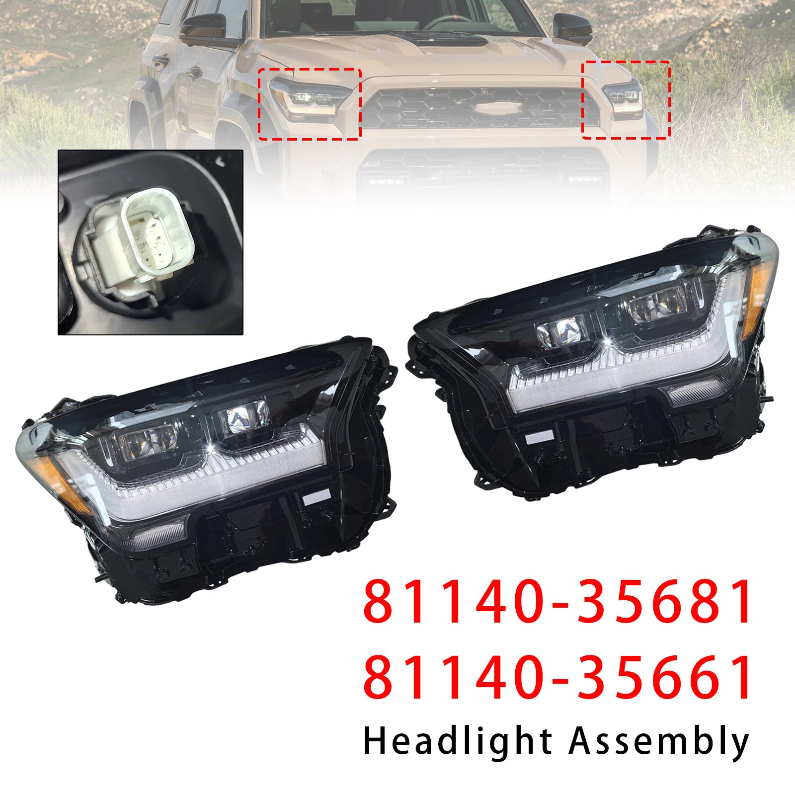 Phare LED Gauche+Droit 81140-35681 81140-35661 Pour Toyota 4Runner TRD 2025-2026