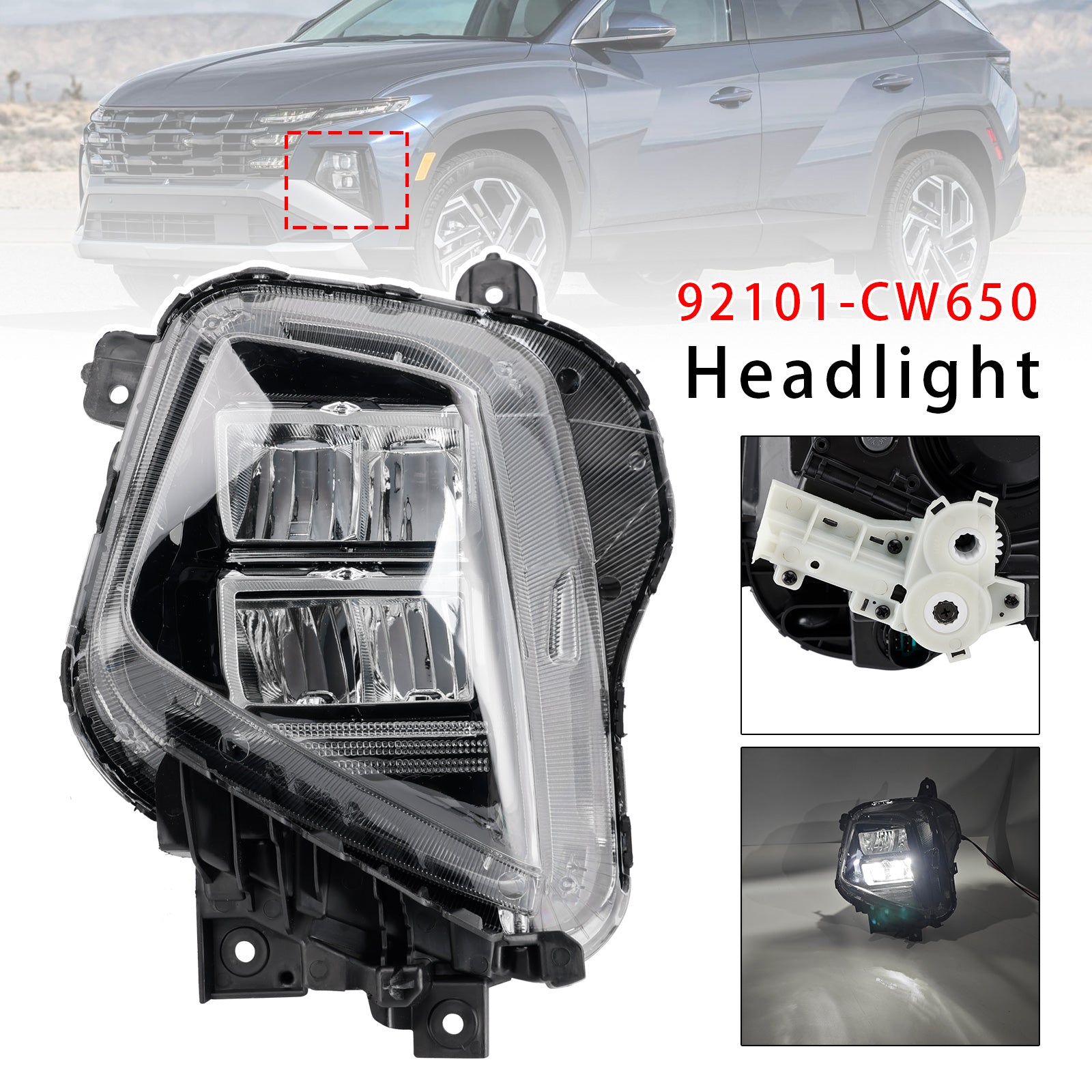 Bloc Phare Latéral Avant Gauche Pour Hyundai Tucson 2025-2026 Euro Version