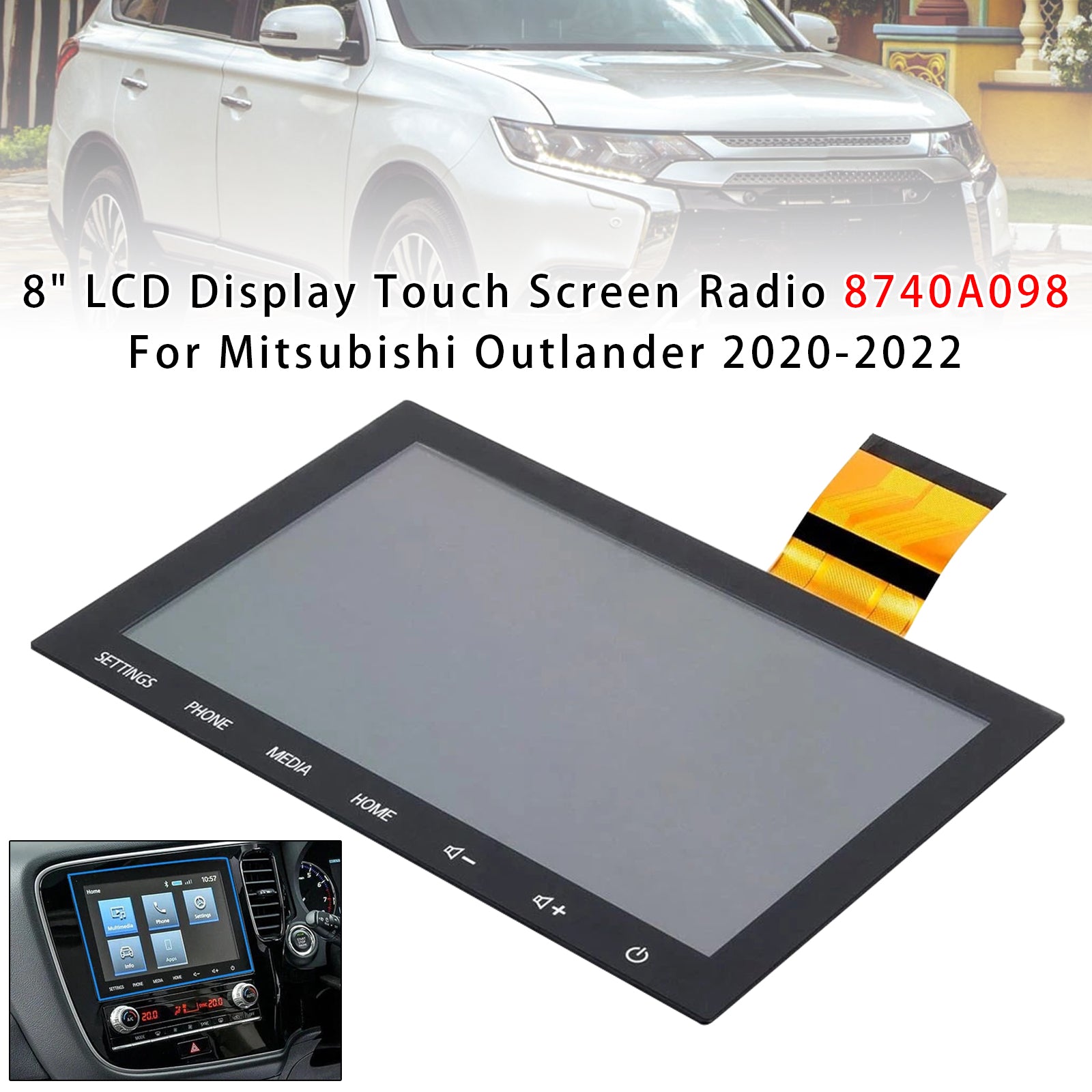 Radio Écran Tactile à Affichage LCD 8" 8740A098 Pour Mitsubishi Outlander 20-22