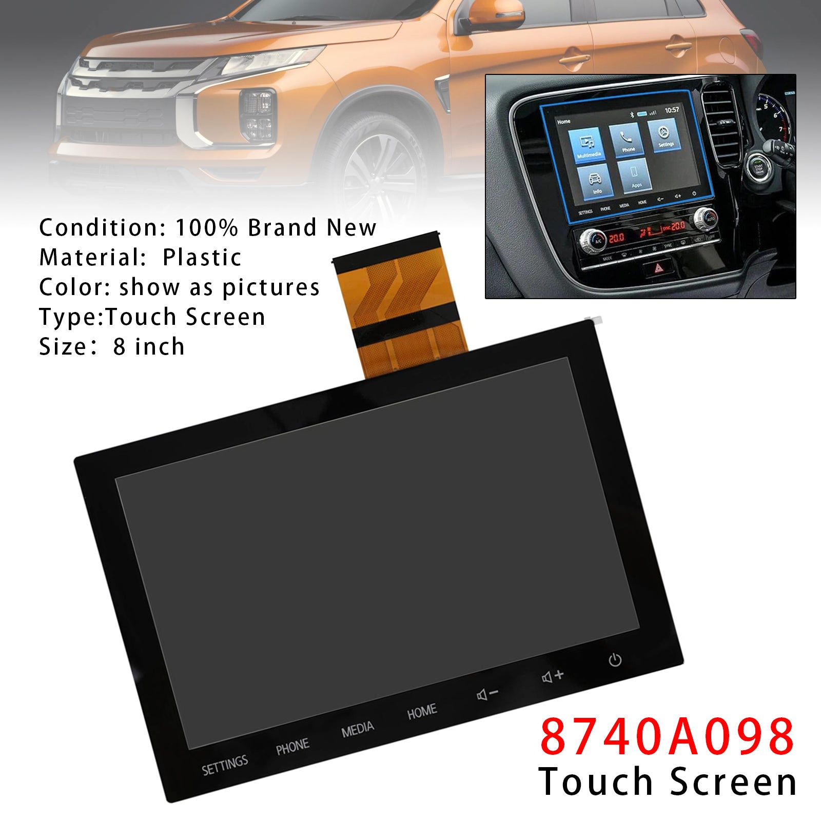 Radio Écran Tactile à Affichage LCD 8" 8740A098 Pour Mitsubishi Outlander 20-22