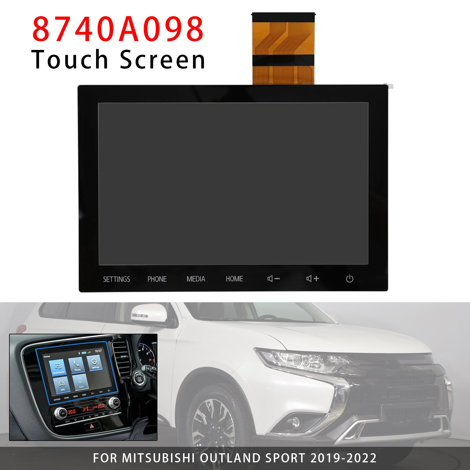 Radio Écran Tactile à Affichage LCD 8" 8740A098 Pour Mitsubishi Outlander 20-22