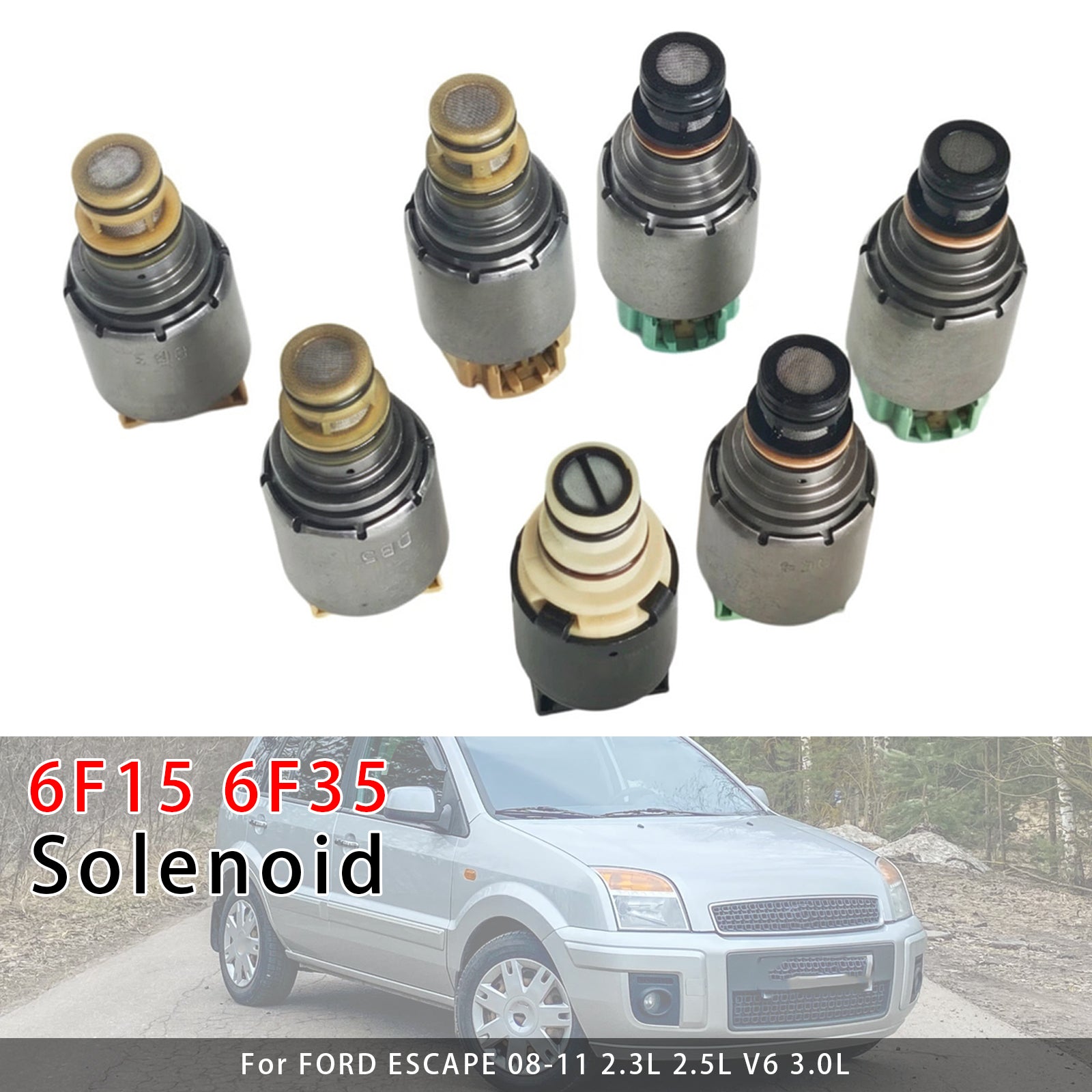 7PCS Kit d'Électrovannes de Boîte 6F15 6F35 (Type Électrovanne Noire) Pour Ford