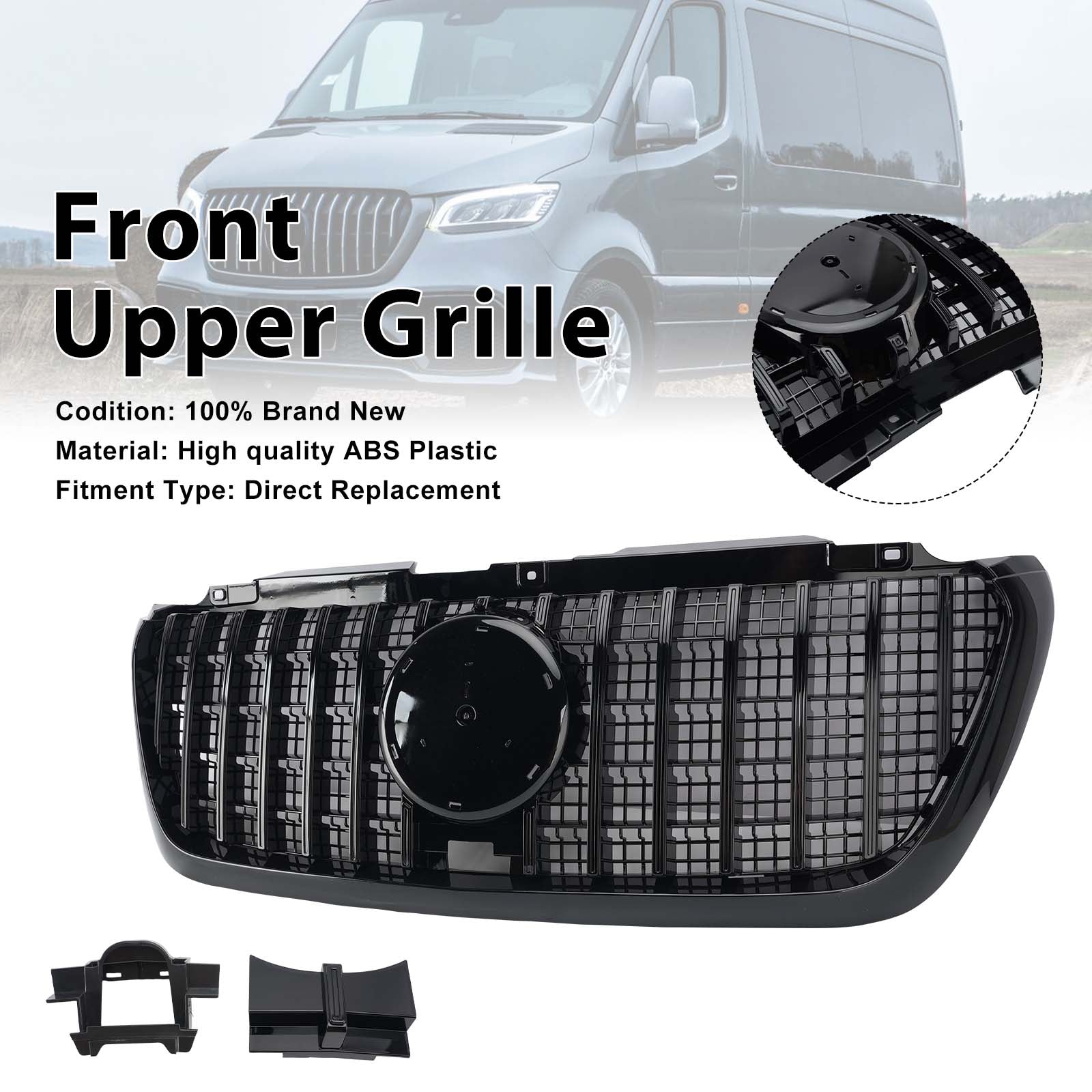 GT-Style Front Bumper Grill Grille Pour Mercedes Sprinter W907 W910 2018-2023