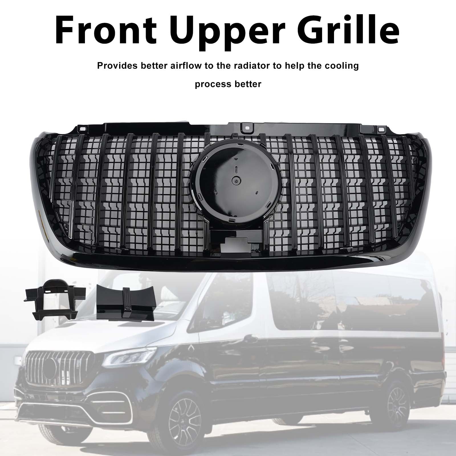GT-Style Front Bumper Grill Grille Pour Mercedes Sprinter W907 W910 2018-2023
