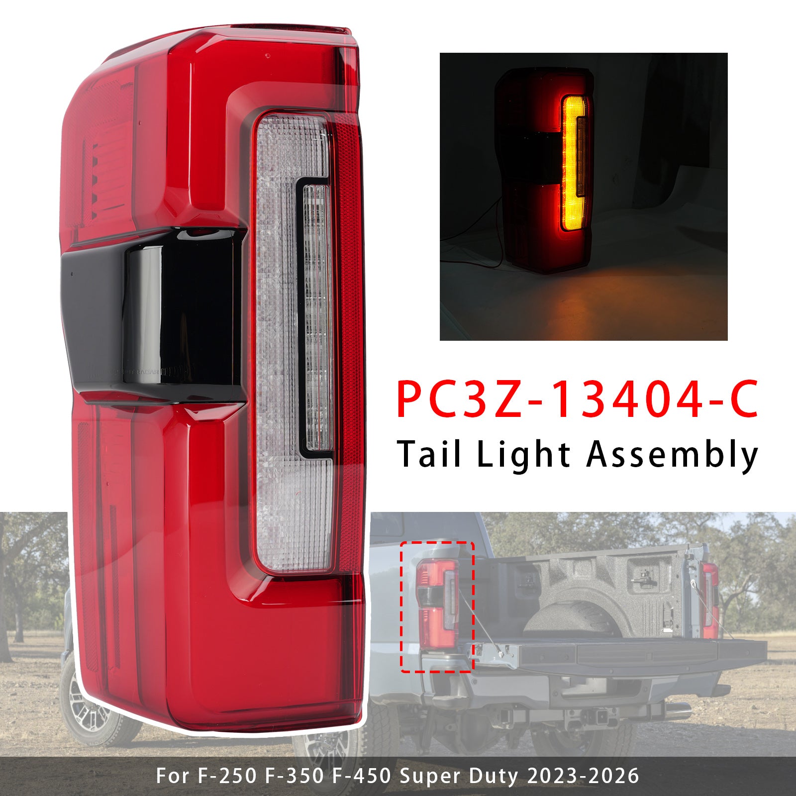 Gauche Feu Arrière LED Avec Angle Mort PC3Z-13405-C Pour Ford F-250 2023-2026