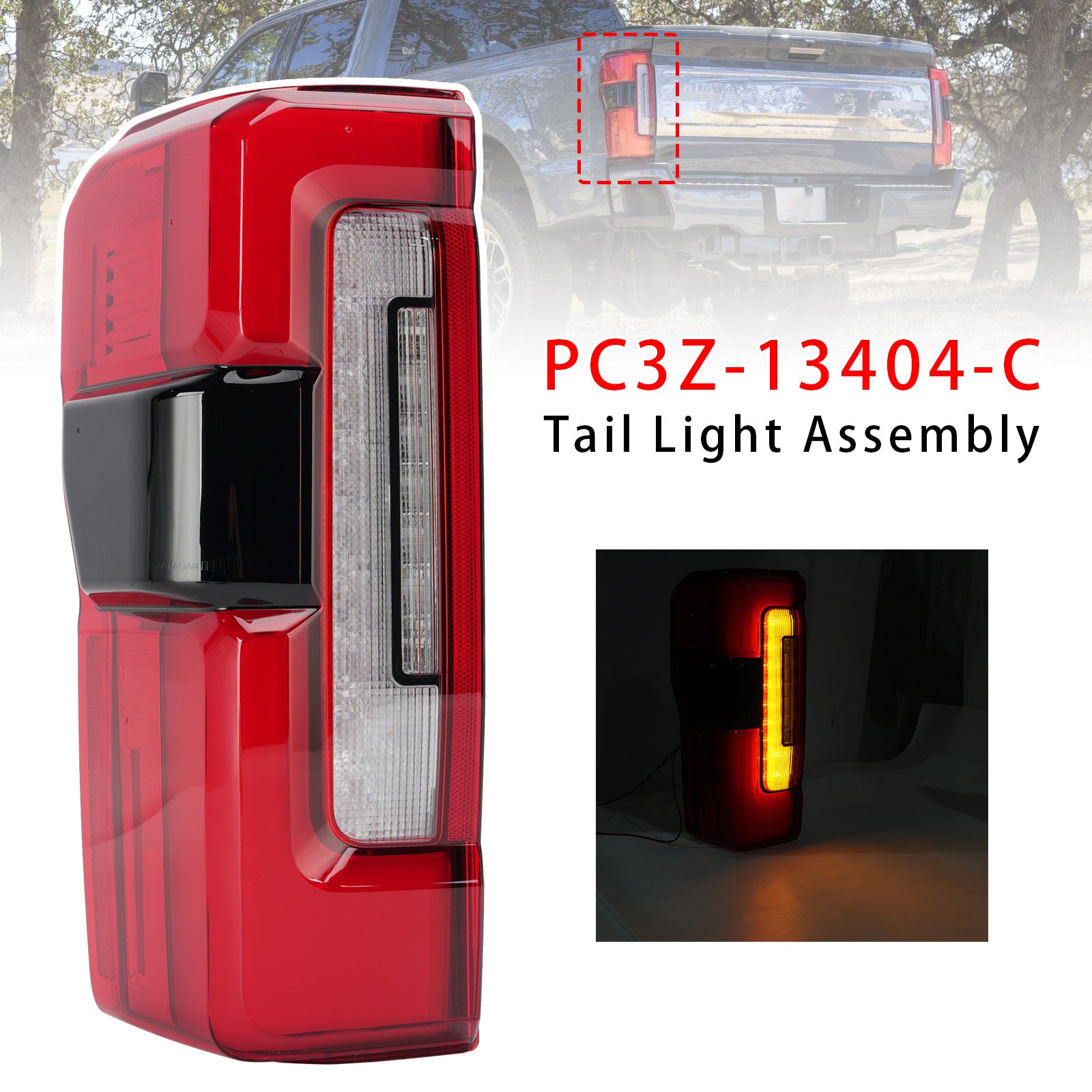 Gauche Feu Arrière LED Avec Angle Mort PC3Z-13405-C Pour Ford F-250 2023-2026