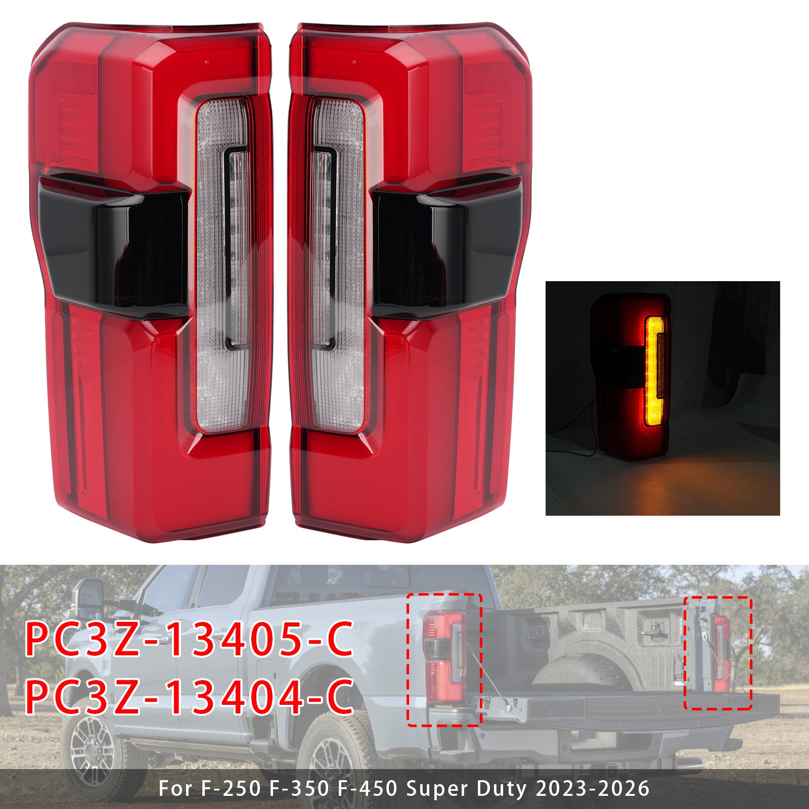 Gauche+Droit Feu AR LED PC3Z-13405-C PC3Z-13404-C Pour Ford F-250 2023-2026
