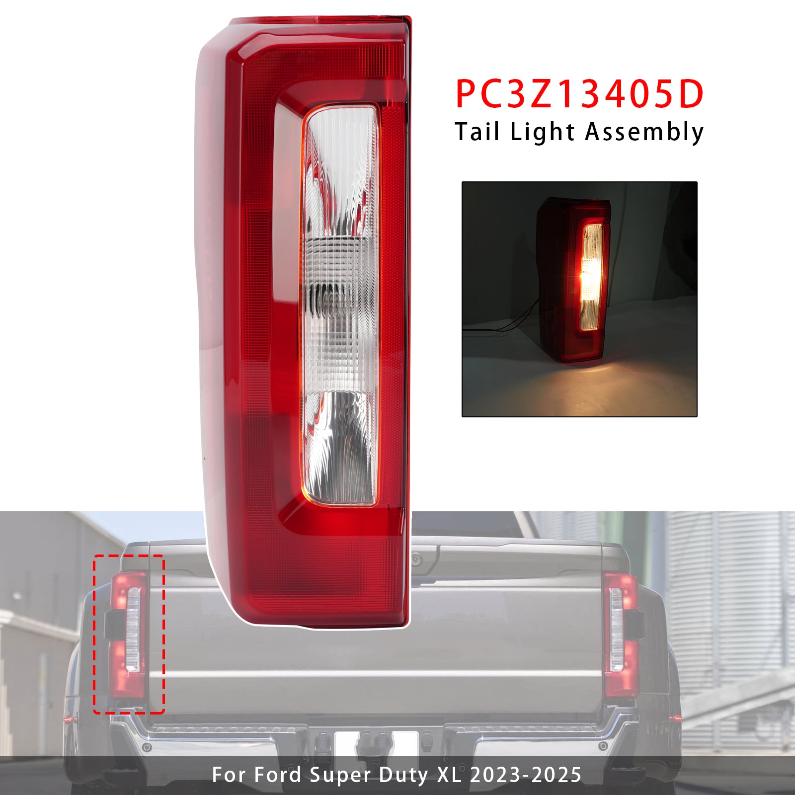 Halogène Gauche Feu Arrière PC3Z13405D Pour Ford Super Duty XL 2023-2025