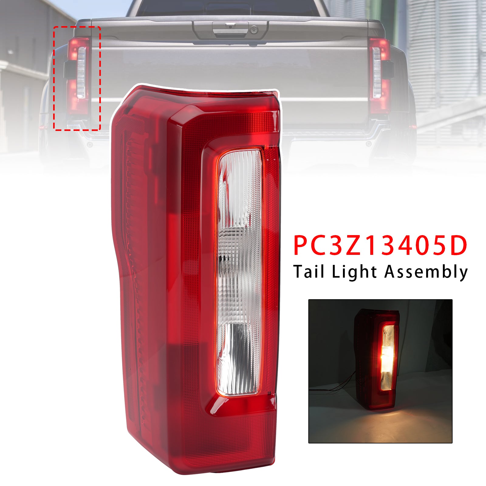 Halogène Gauche Feu Arrière PC3Z13405D Pour Ford Super Duty XL 2023-2025