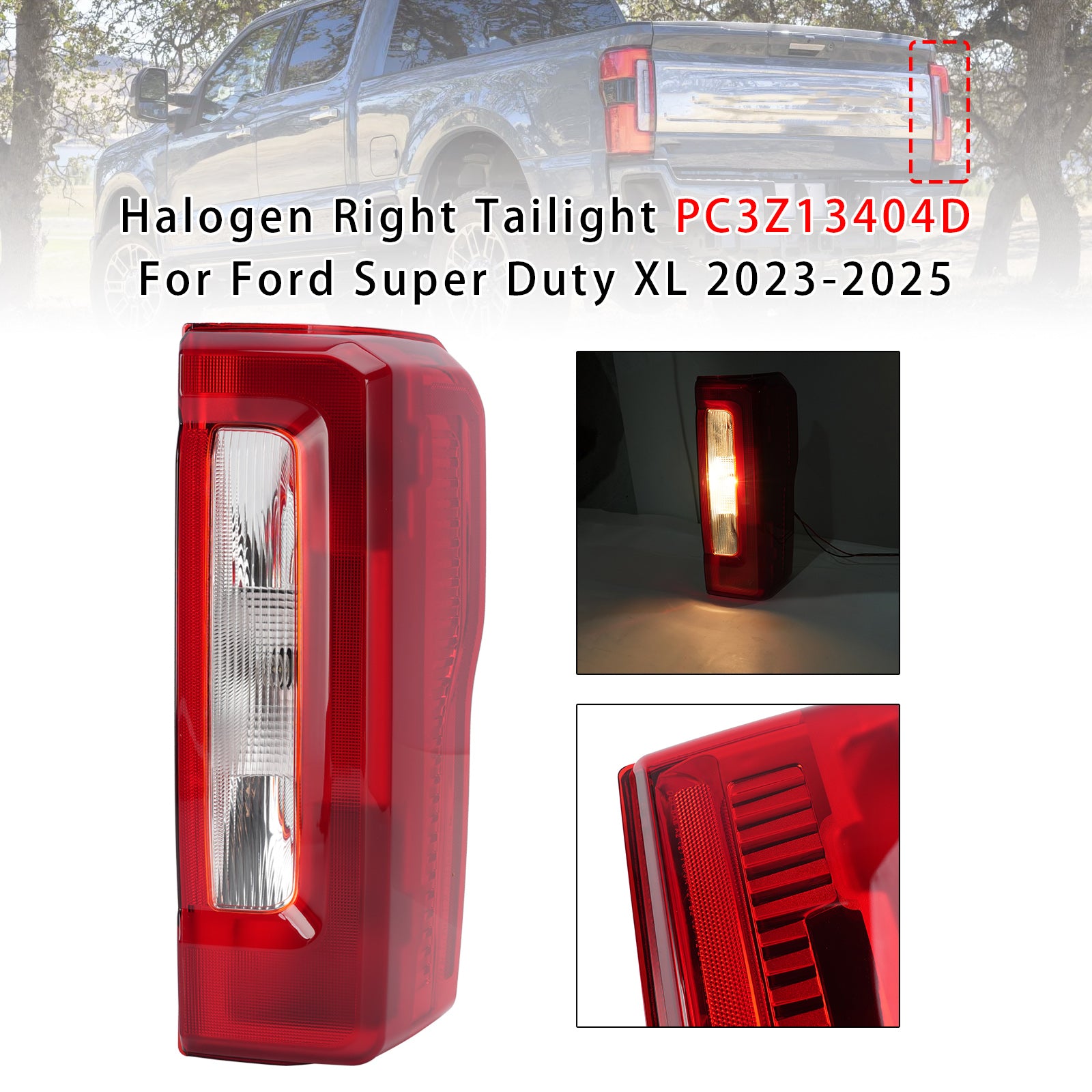 Halogène Droit Feu Arrière PC3Z13404D Pour Ford Super Duty XL 2023-2025