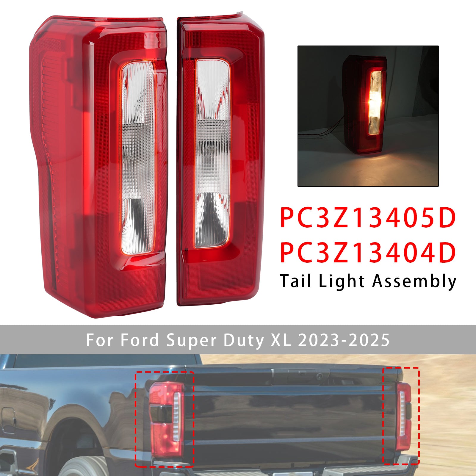 Gauche+Droit Feu Arrière PC3Z13405D PC3Z13404D Pour Ford Super Duty 2023-2025
