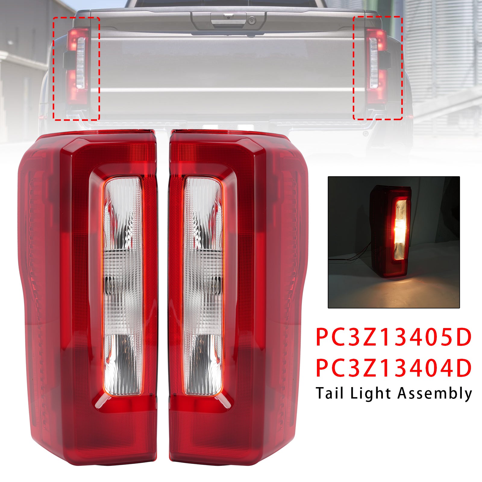 Gauche+Droit Feu Arrière PC3Z13405D PC3Z13404D Pour Ford Super Duty 2023-2025