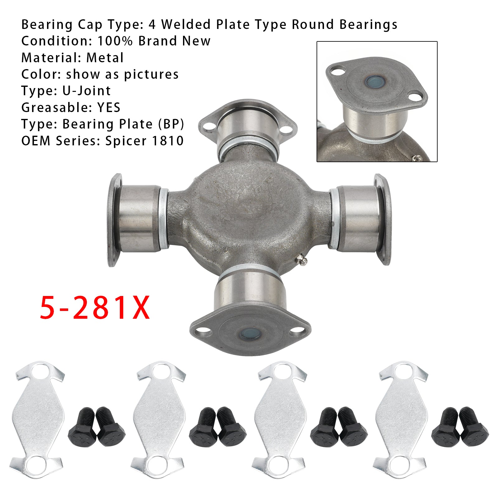 U-Joint Pour Série Spicer 1810 Rond 1.938" x 7.547" Joint de Cardan 5-281X