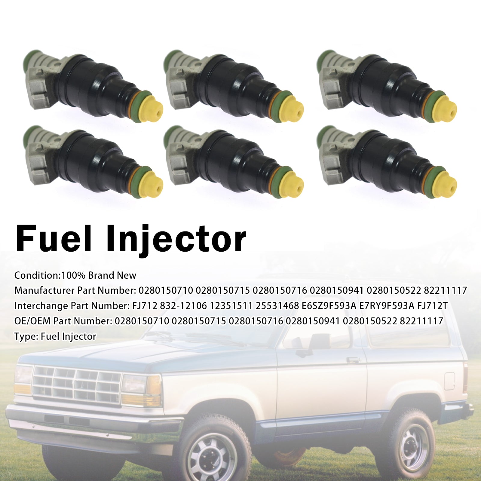 6X Injecteur Carburant Pour Pourd E-150 E-250 E-350 4.9L 1987-1996 0280150710