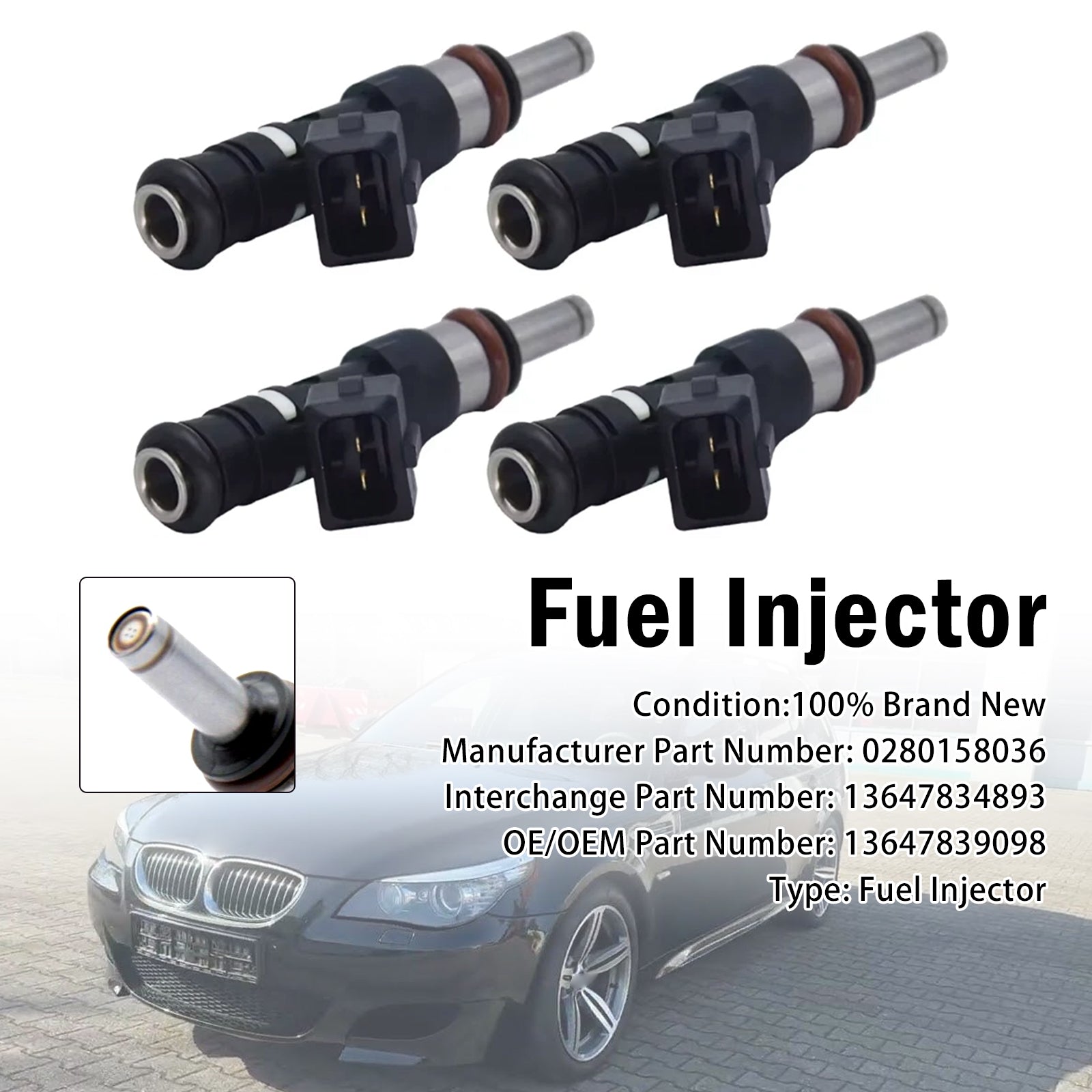 4X Injecteur Carburant Pour BMW M5 E60 E61 M6 E63 E64 5.0L 2004-2010 0280158036