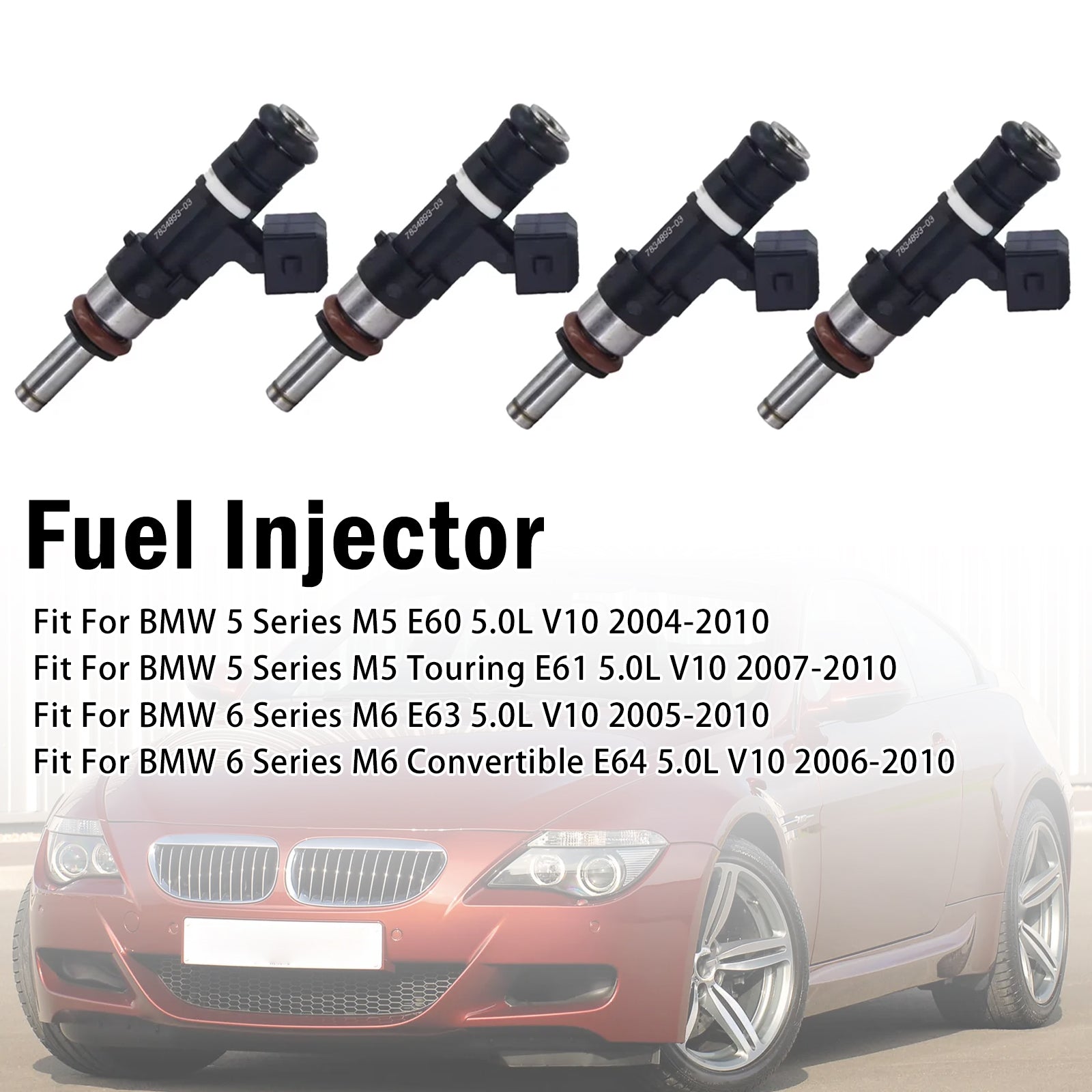 4X Injecteur Carburant Pour BMW M5 E60 E61 M6 E63 E64 5.0L 2004-2010 0280158036