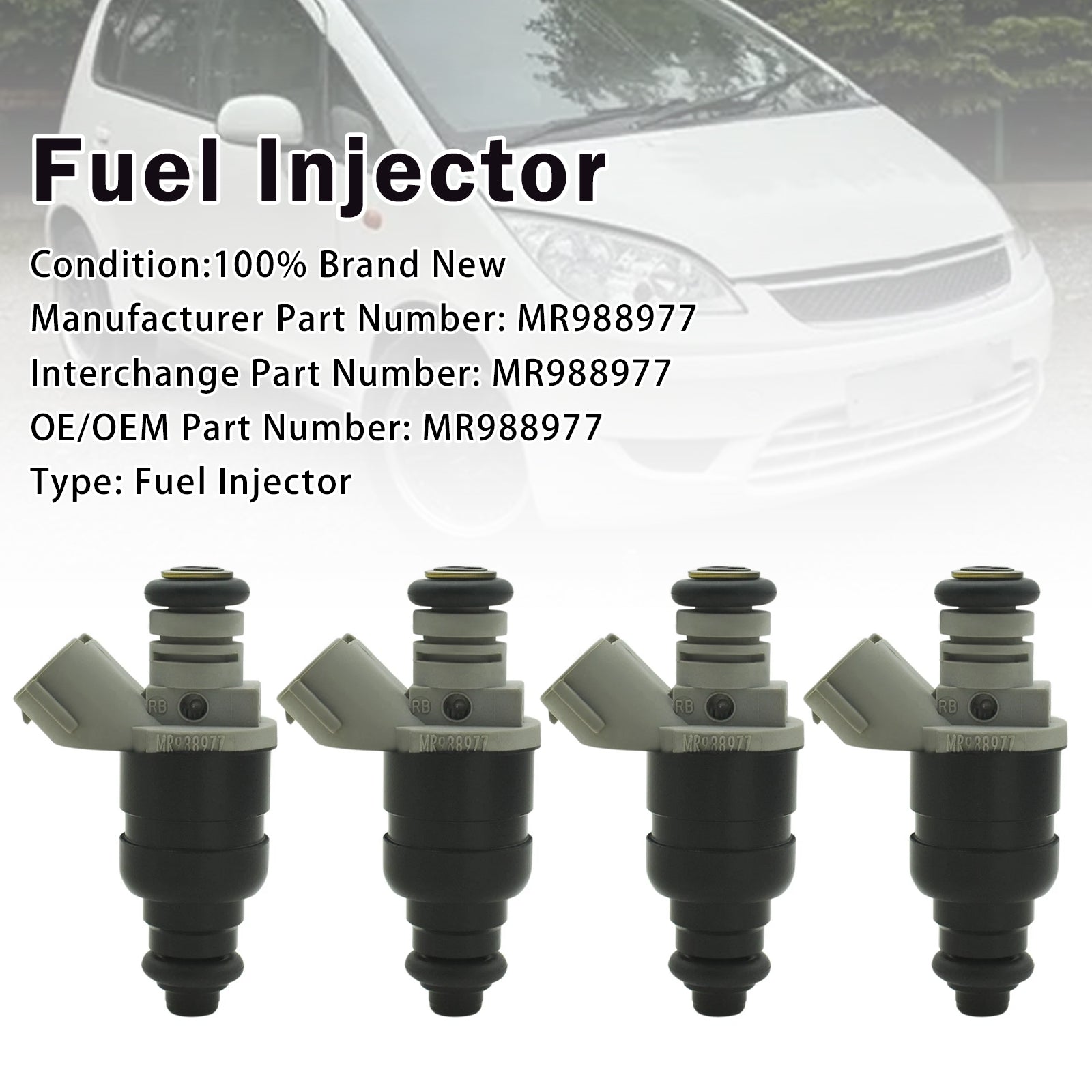 4X Injecteur Carburant Pour Mitsubishi Colt 1.3L Smart Pourfour 04-08 MR988977