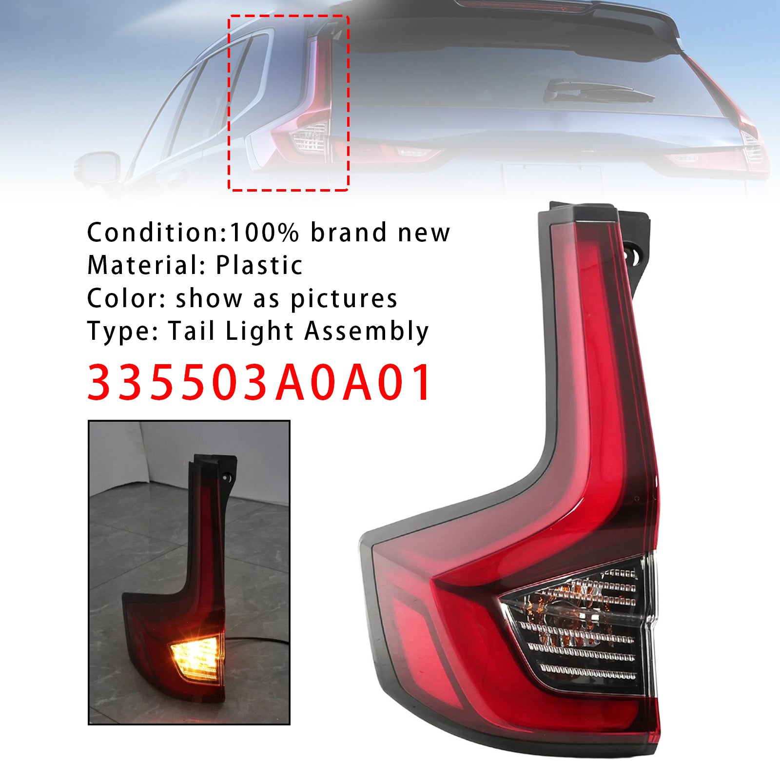 Feu Arrière LED Externe Gauche 335503A0A01 Pour Honda CR-V 2023-2024