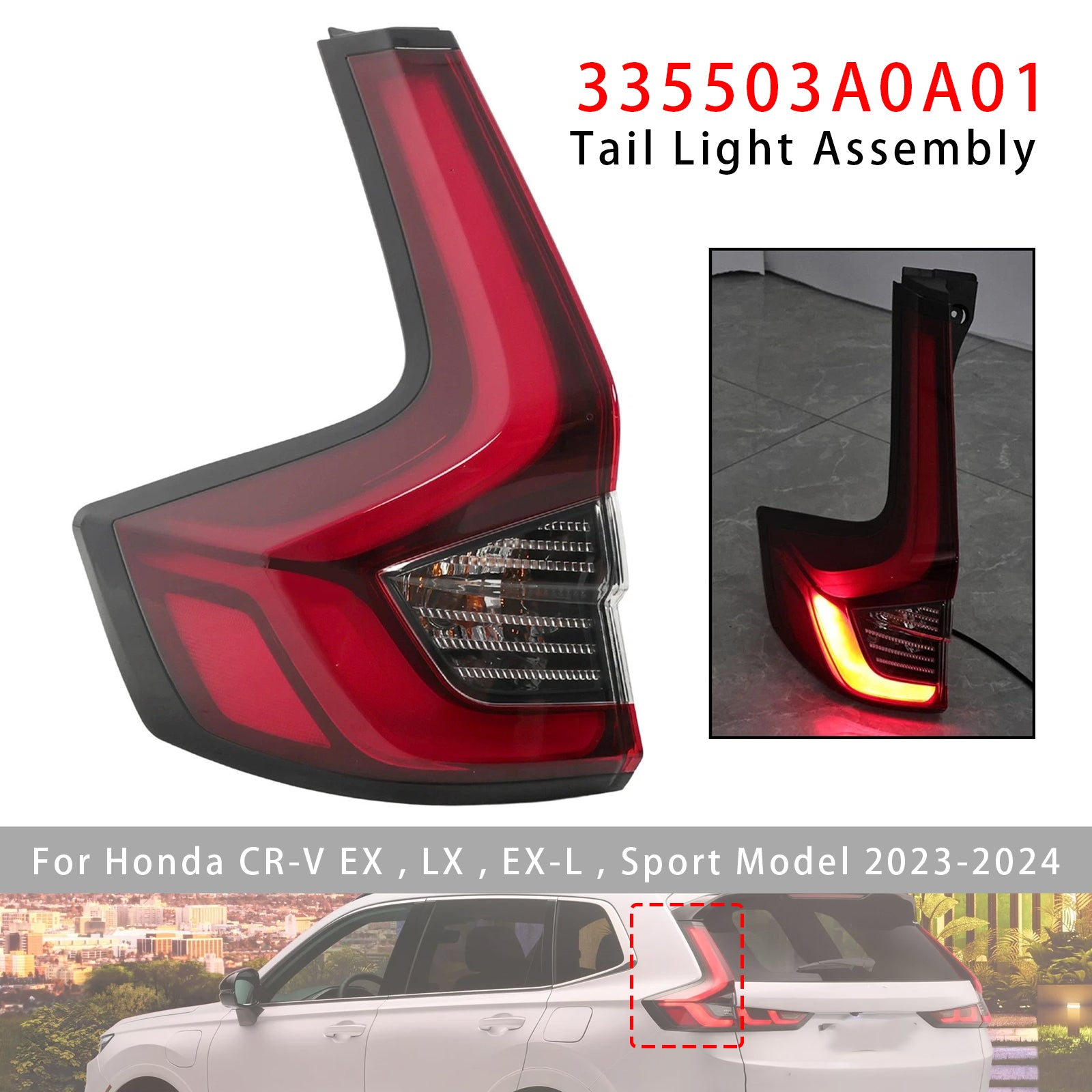 Feu Arrière LED Externe Gauche 335503A0A01 Pour Honda CR-V 2023-2024