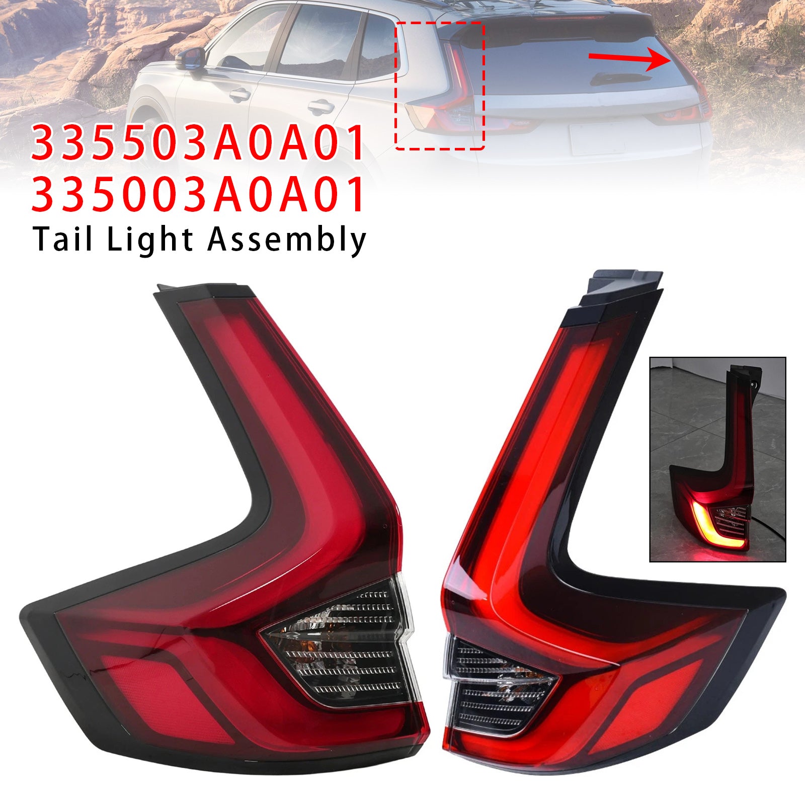 Feu Arrière LED Externe Gauche+Droit 335503A0A01 Pour Honda CR-V 2023-2024