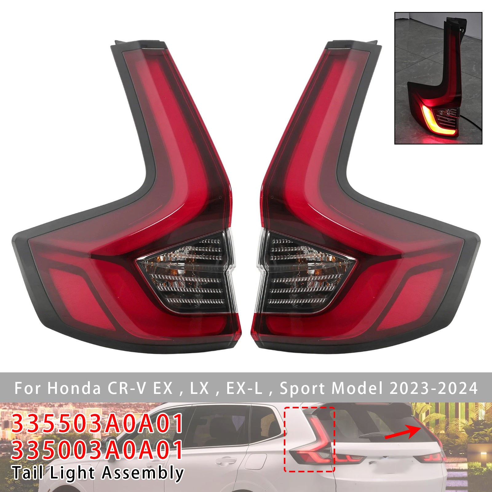 Feu Arrière LED Externe Gauche+Droit 335503A0A01 Pour Honda CR-V 2023-2024
