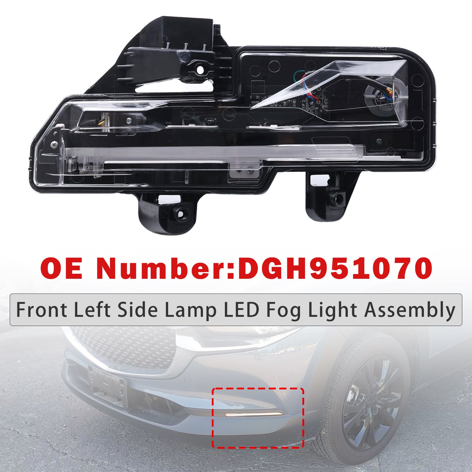 Ensemble feu antibrouillard LED avant gauche DGH951070 Pour Mazda CX30 20-23