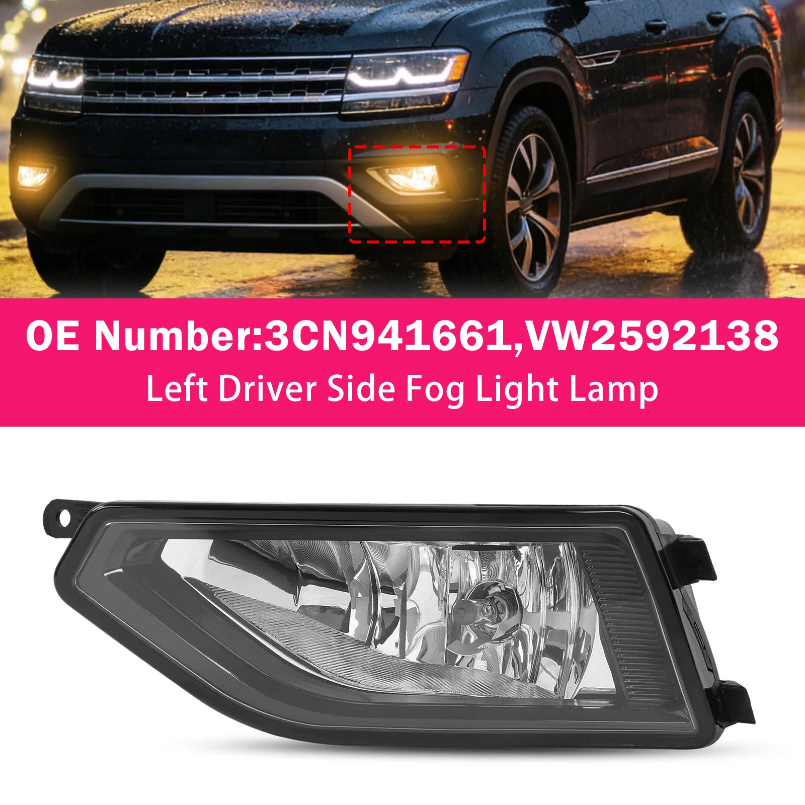 Feu antibrouillard type réflecteur côté gauche Pour Volkswagen Atlas 2018-2020