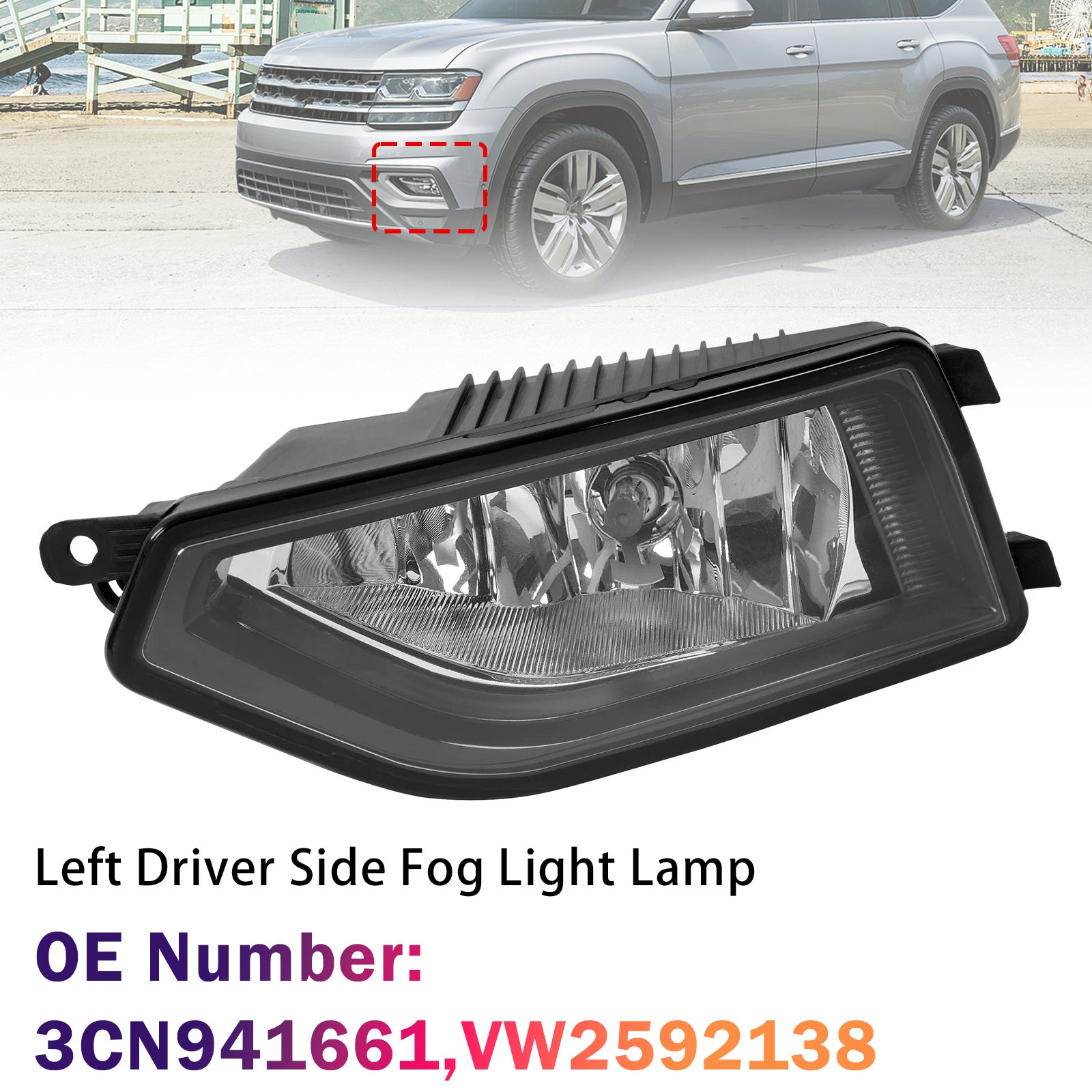 Feu antibrouillard type réflecteur côté gauche Pour Volkswagen Atlas 2018-2020