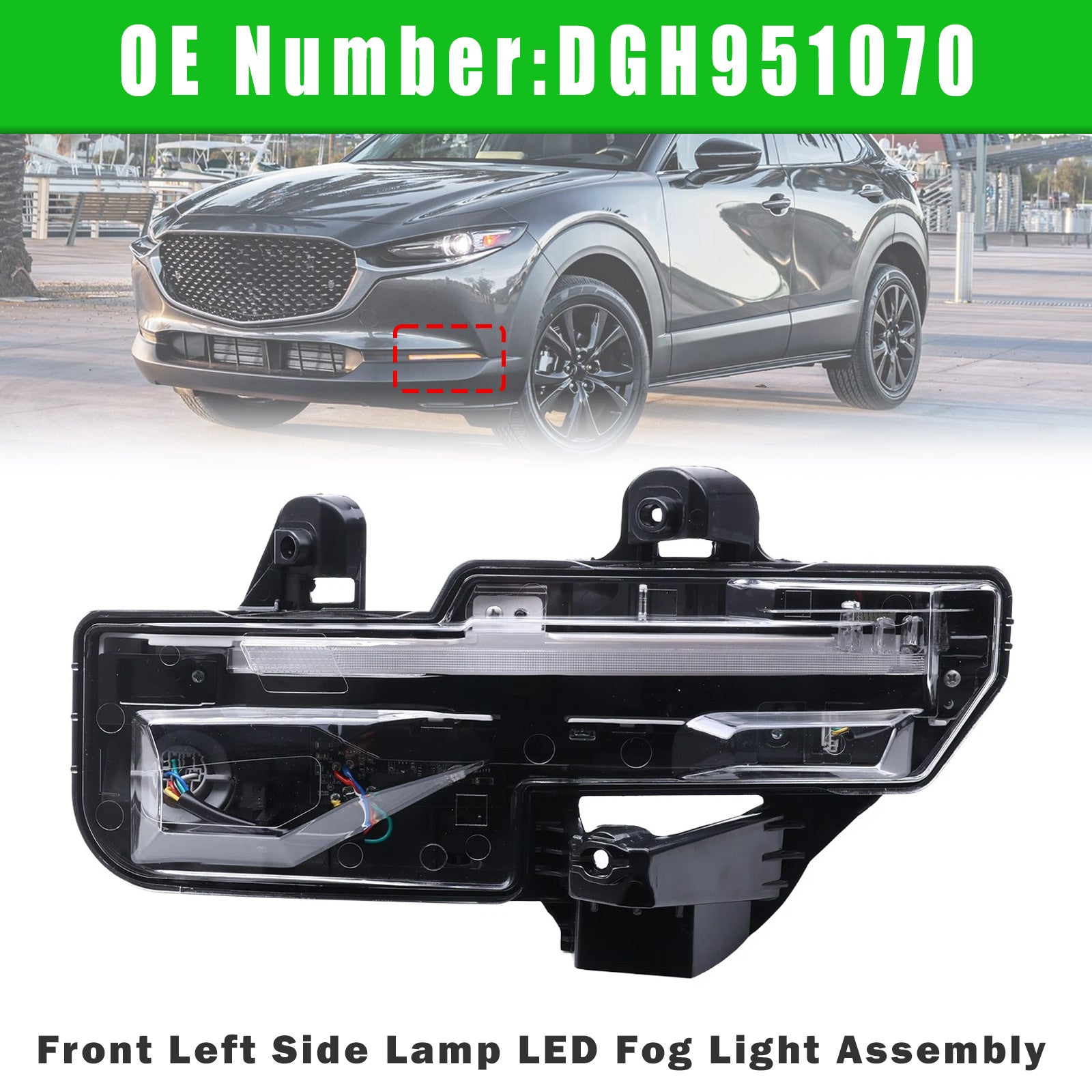 Ensemble feu antibrouillard LED avant gauche DGH951070 Pour Mazda CX30 20-23