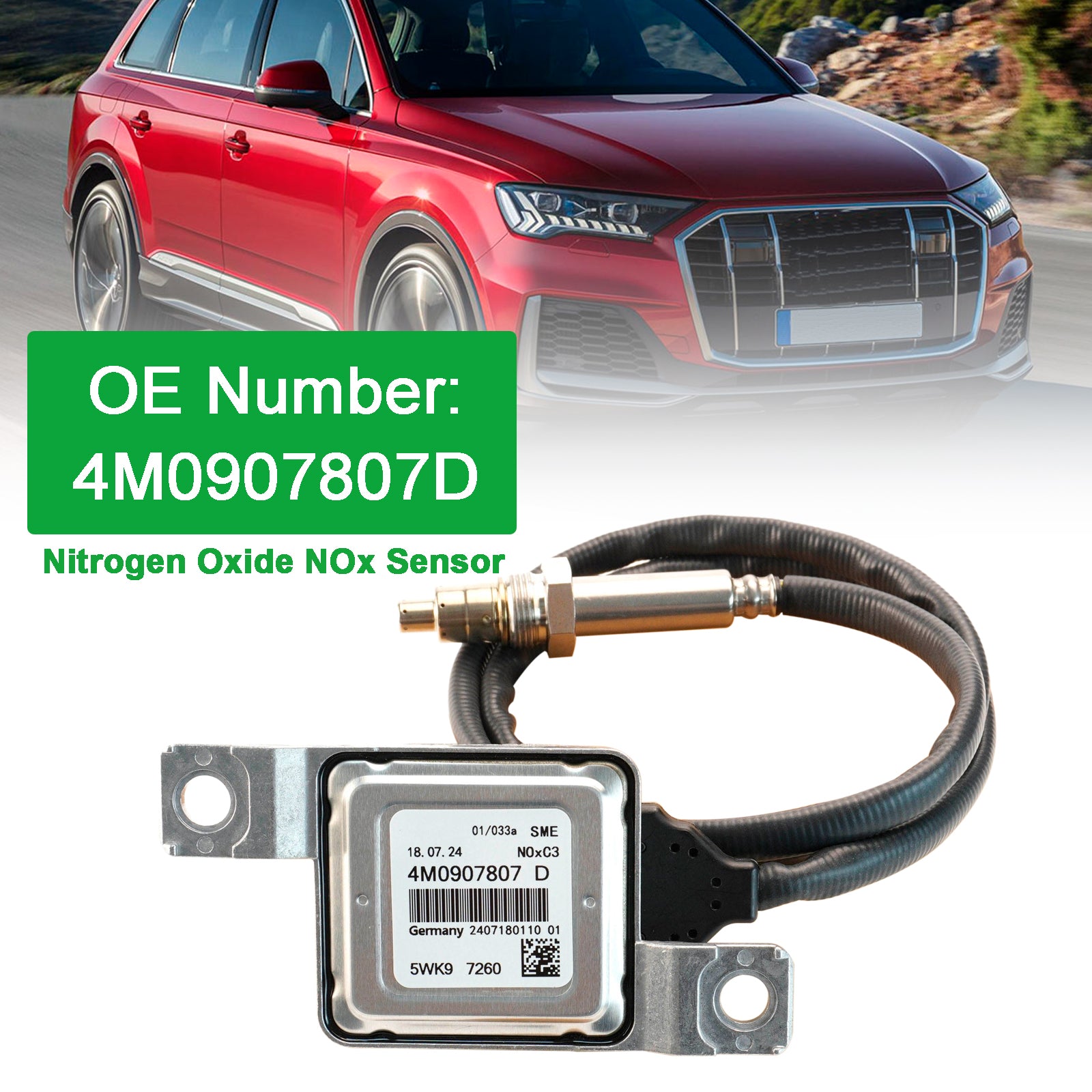 Capteur D'Oxydes D'Azote Nox 4M0907807D Pour Audi Q7 VW Touareg 3.0L 2015-2021