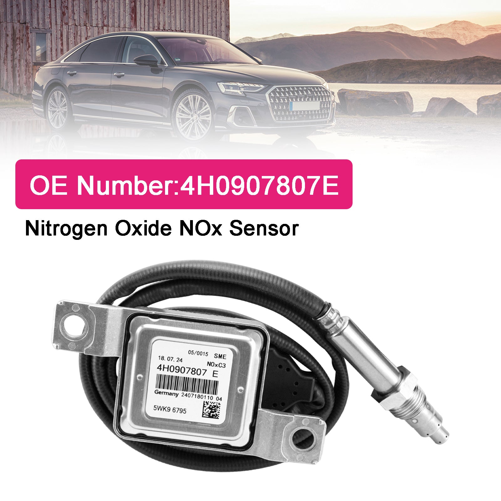 Capteur D'Oxydes D'Azote Nox 4H0907807E Pour Audi A8 Quattro 3.0TDI 2014-2016