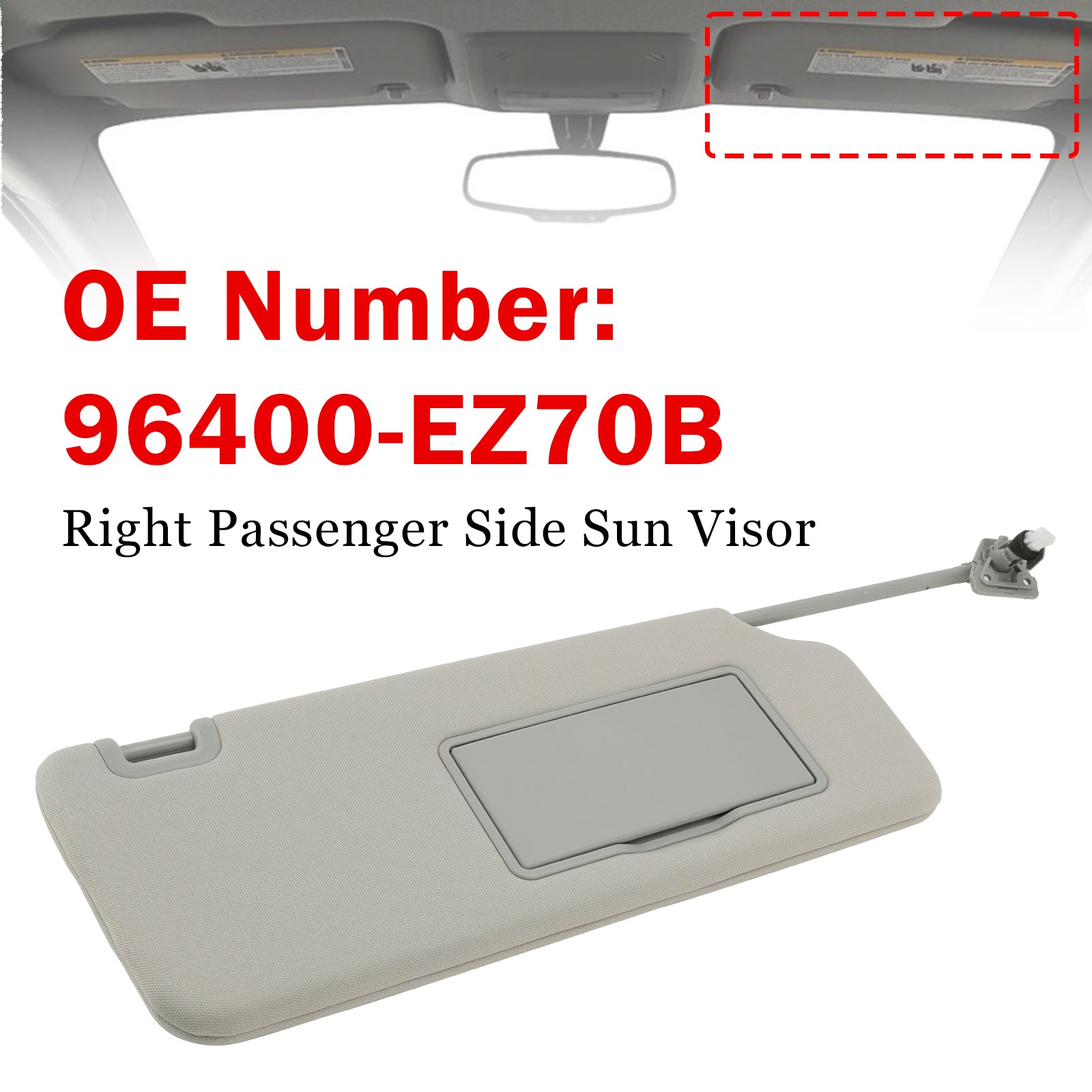 Pare-Soleil Passager Droit Avec Lumière 96400-EZ70B Pour Nissan Titan 2004-2024
