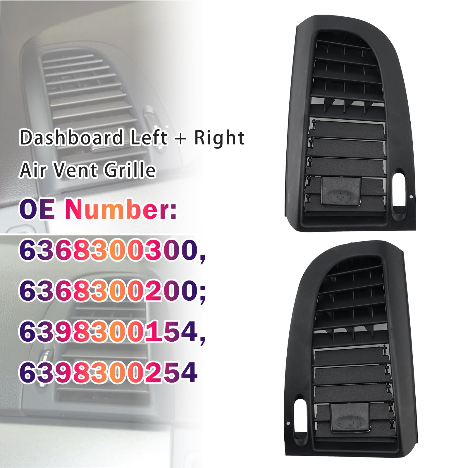 Grilles Ventilation Tableau De Bord L+R Pour Benz W636 04-15 W639 10-17