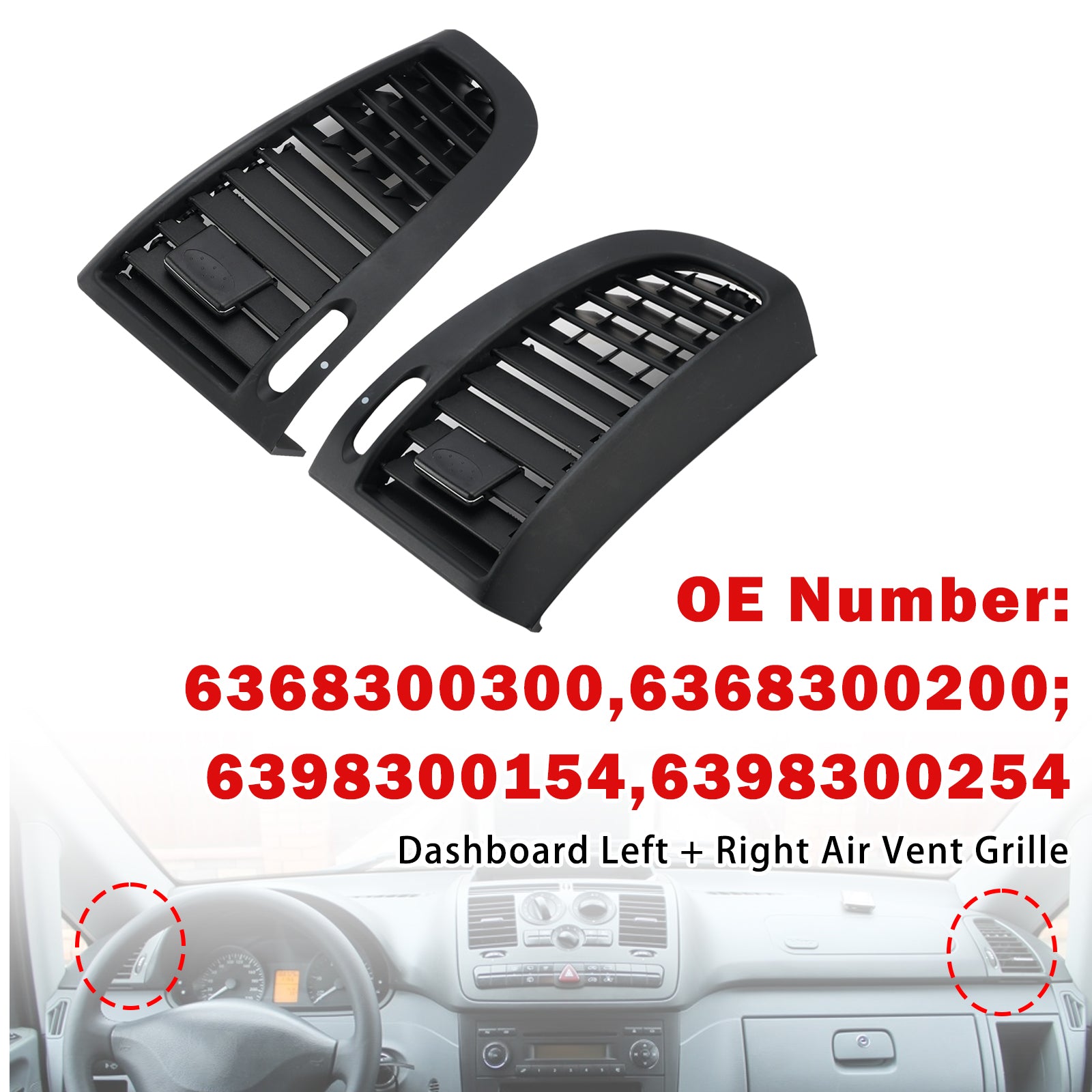 Grilles Ventilation Tableau De Bord L+R Pour Benz W636 04-15 W639 10-17