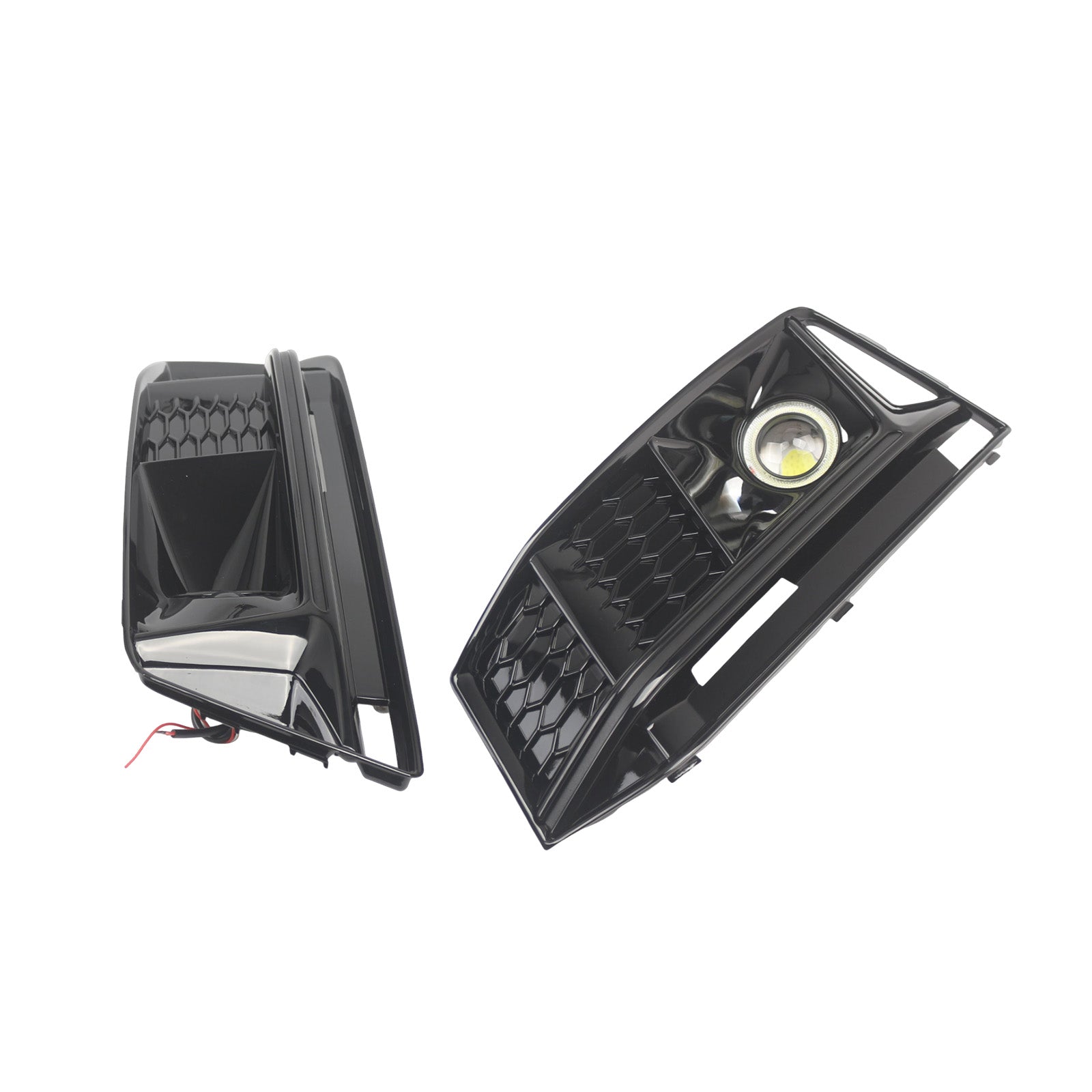 2PCS Black Front Bumper Foglight Grille Grill Pour Audi A4 S4 B9 2016-2019